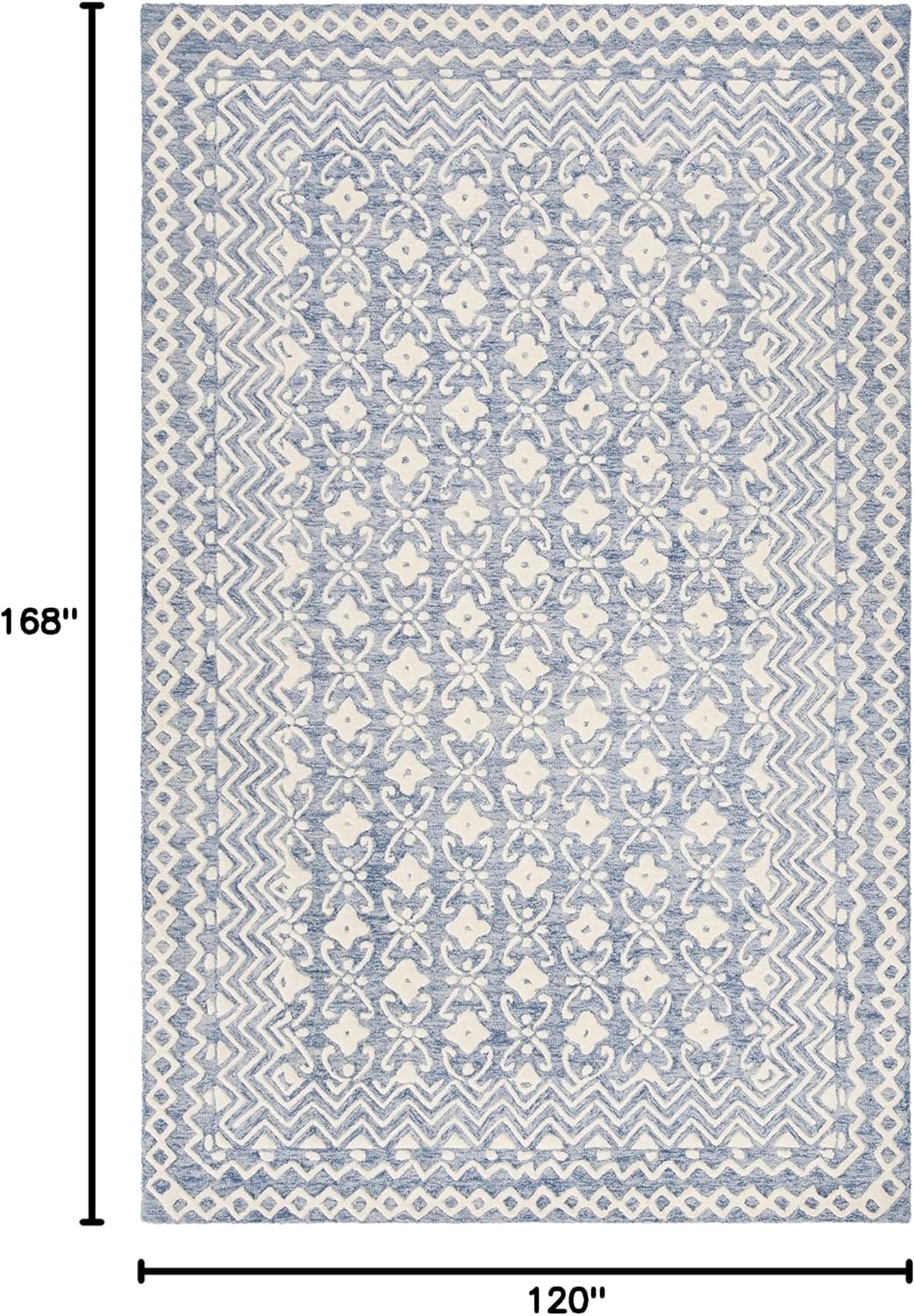 image:imageSAFAVIEH Blossom Collection 8 x 10 GreyIvory BLM114F Handmade Premium Wool Area RugBlueIvory