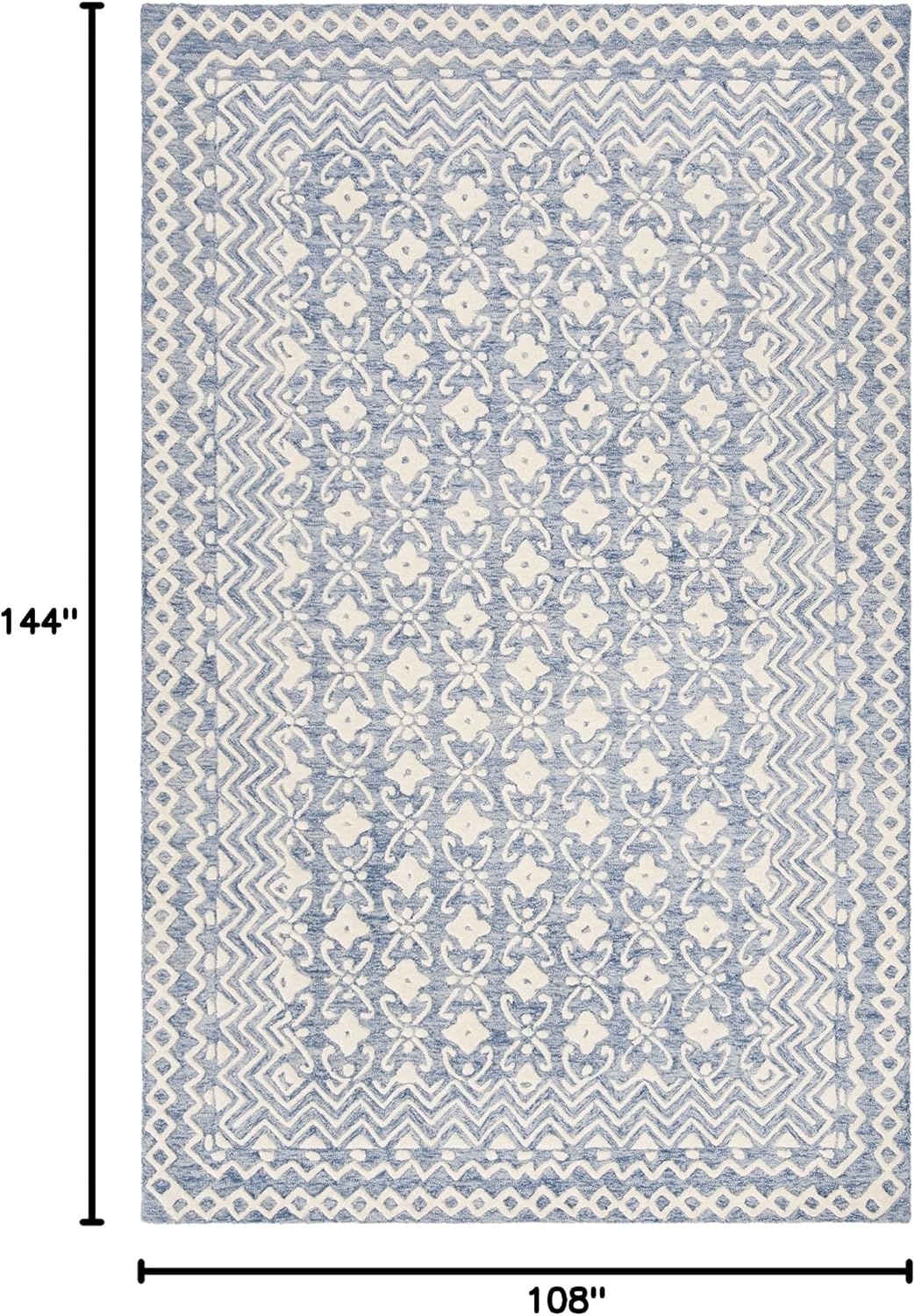 image:imageSAFAVIEH Blossom Collection 8 x 10 GreyIvory BLM114F Handmade Premium Wool Area RugBlueIvory