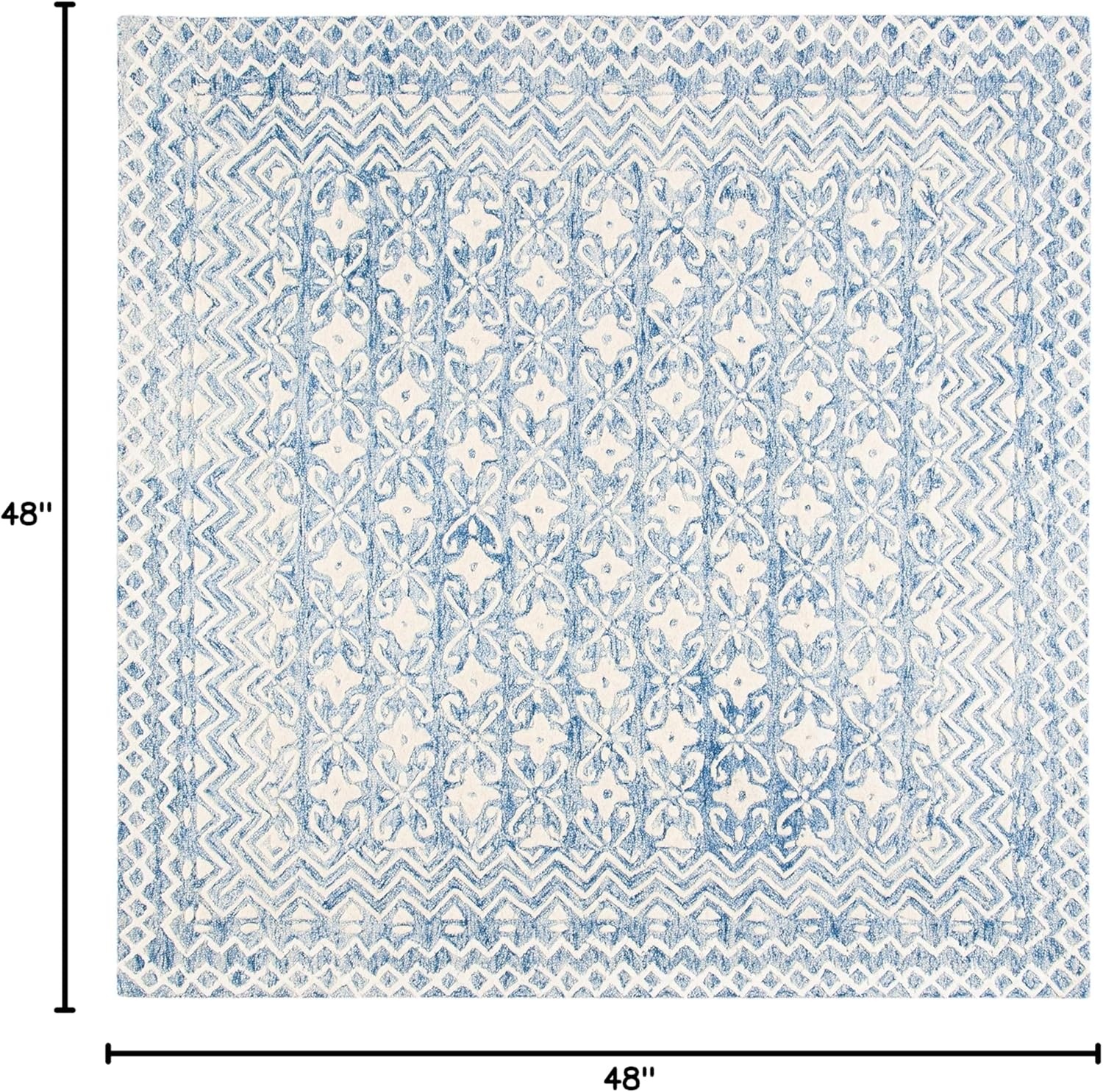 image:imageSAFAVIEH Blossom Collection 8 x 10 GreyIvory BLM114F Handmade Premium Wool Area RugBlueIvory