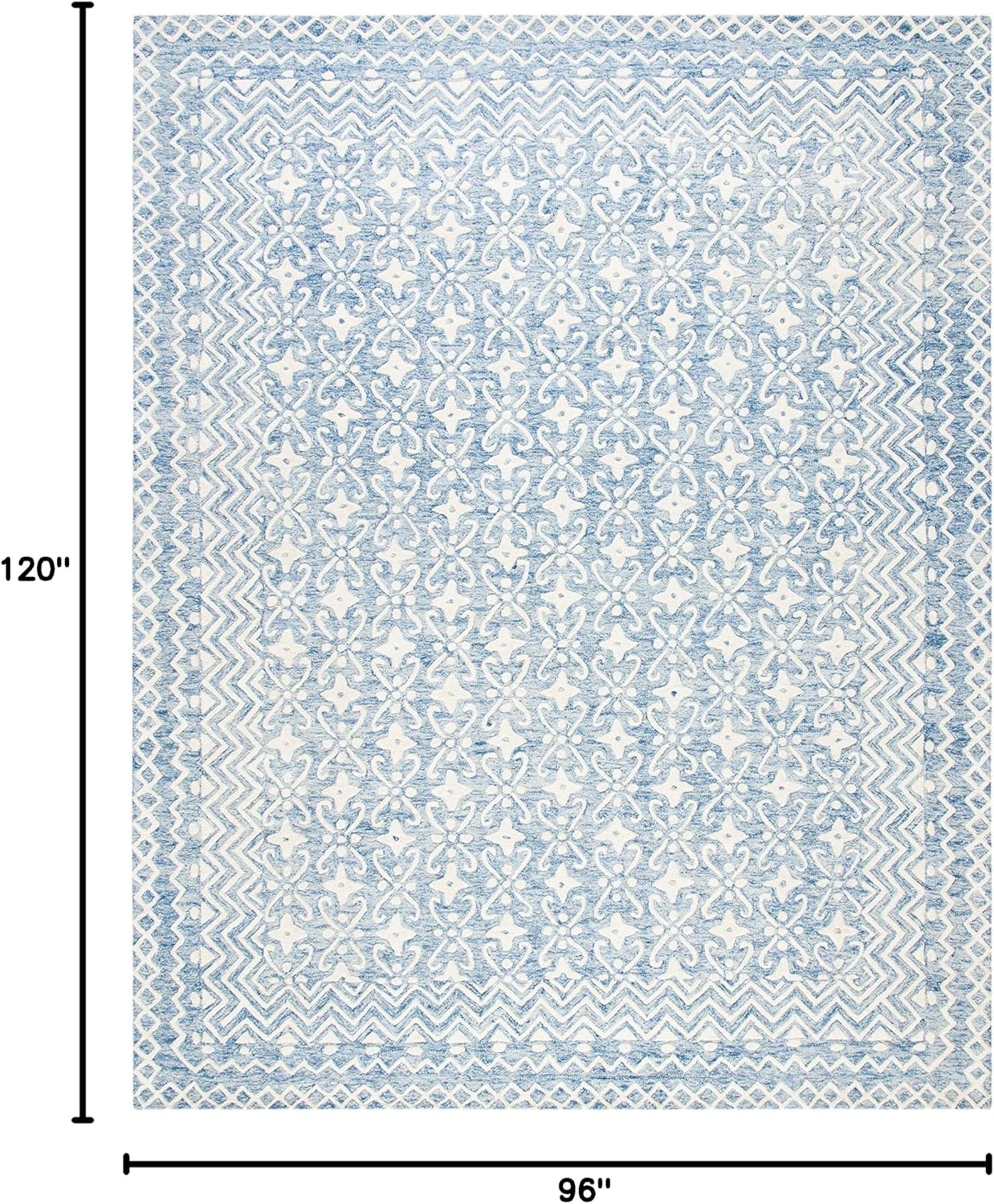 image:imageSAFAVIEH Blossom Collection 8 x 10 GreyIvory BLM114F Handmade Premium Wool Area RugBlueIvory