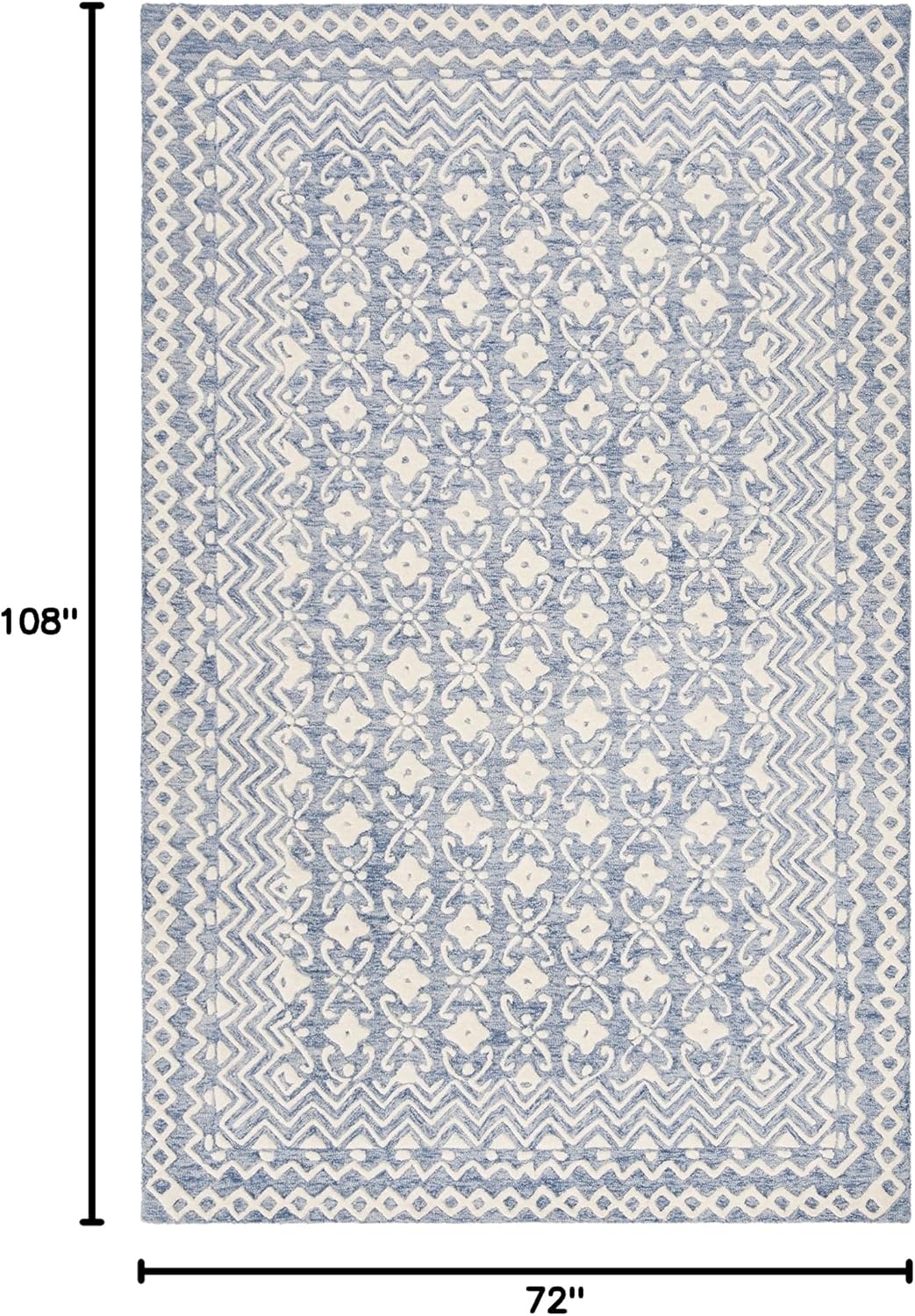 image:imageSAFAVIEH Blossom Collection 8 x 10 GreyIvory BLM114F Handmade Premium Wool Area RugBlueIvory