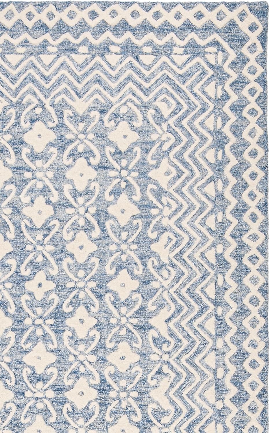 image:imageSAFAVIEH Blossom Collection 8 x 10 GreyIvory BLM114F Handmade Premium Wool Area RugBlueIvory
