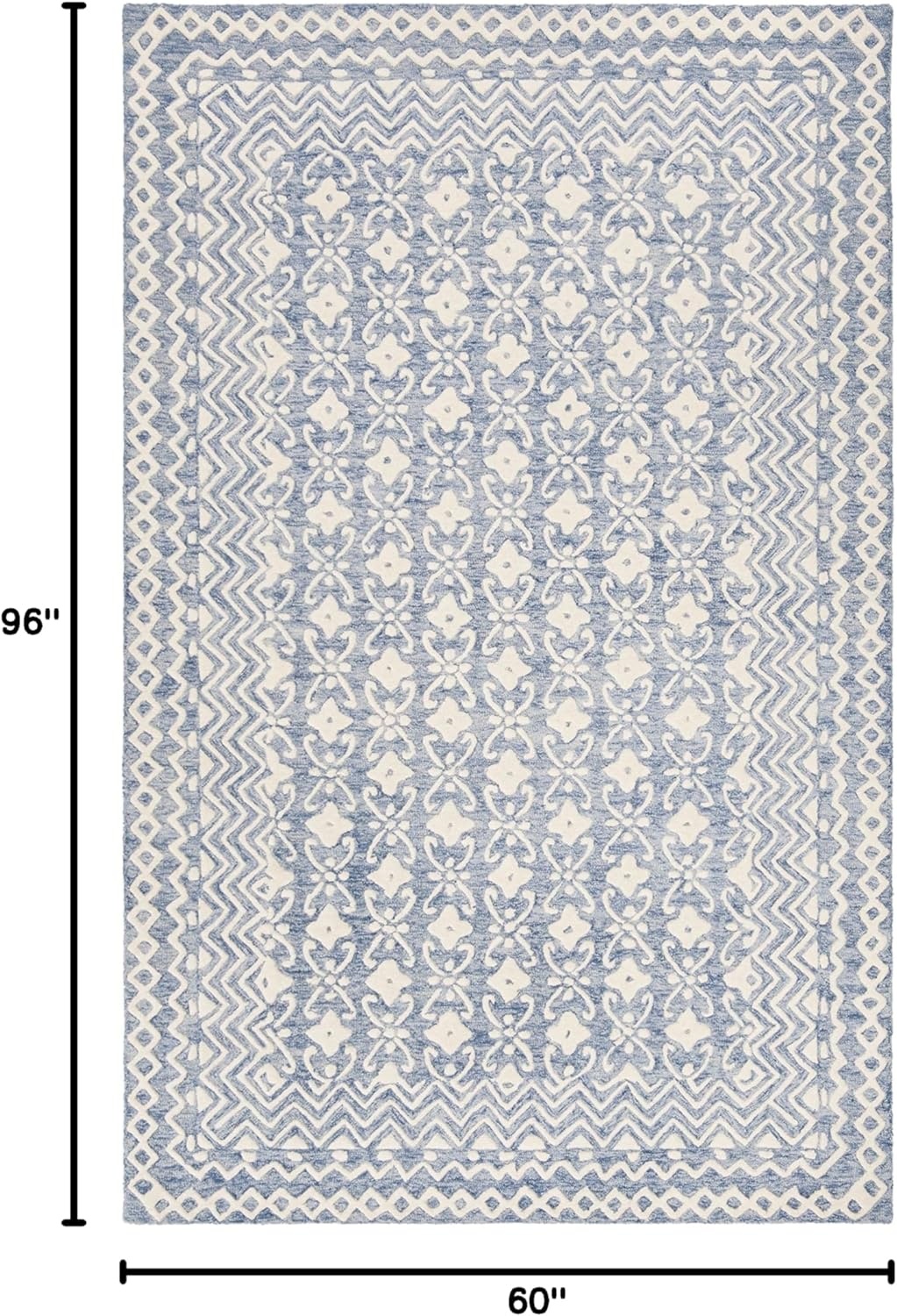 image:imageSAFAVIEH Blossom Collection 8 x 10 GreyIvory BLM114F Handmade Premium Wool Area RugBlueIvory