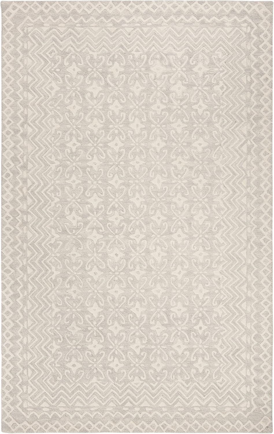image:imageSAFAVIEH Blossom Collection 8 x 10 GreyIvory BLM114F Handmade Premium Wool Area RugGreyIvory