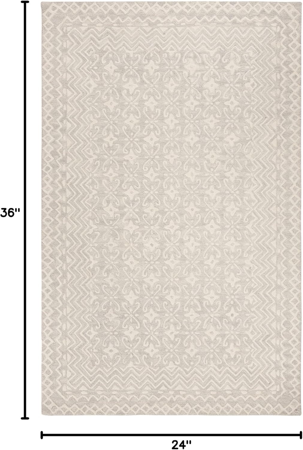 image:imageSAFAVIEH Blossom Collection 8 x 10 GreyIvory BLM114F Handmade Premium Wool Area RugGreyIvory