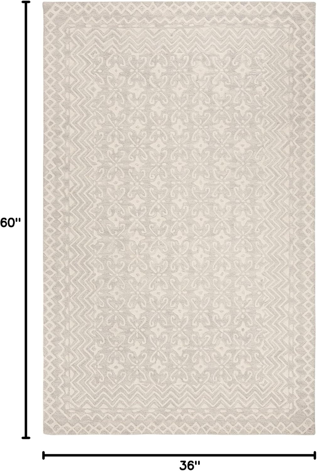 image:imageSAFAVIEH Blossom Collection 8 x 10 GreyIvory BLM114F Handmade Premium Wool Area RugGreyIvory