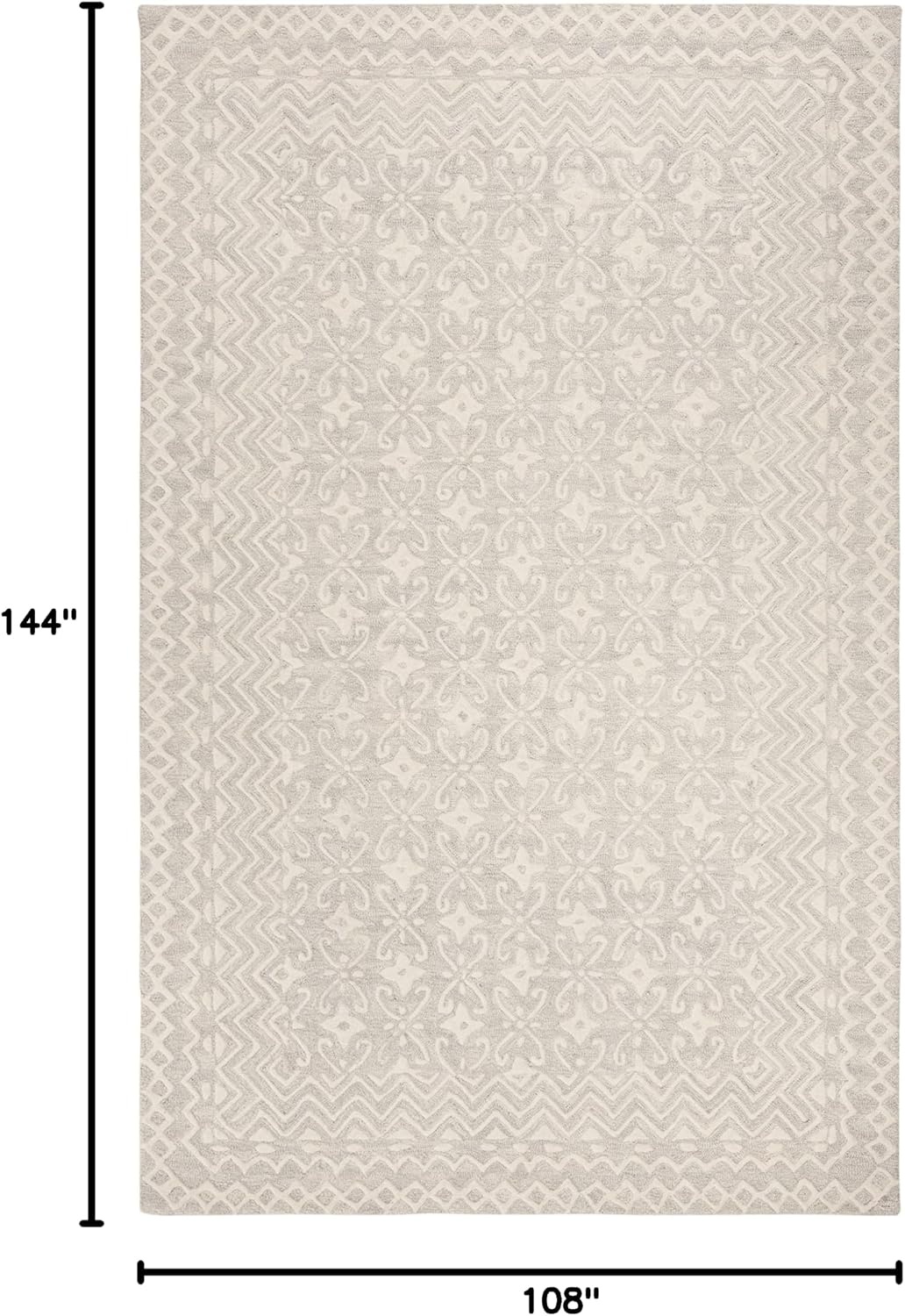 image:imageSAFAVIEH Blossom Collection 8 x 10 GreyIvory BLM114F Handmade Premium Wool Area RugGreyIvory
