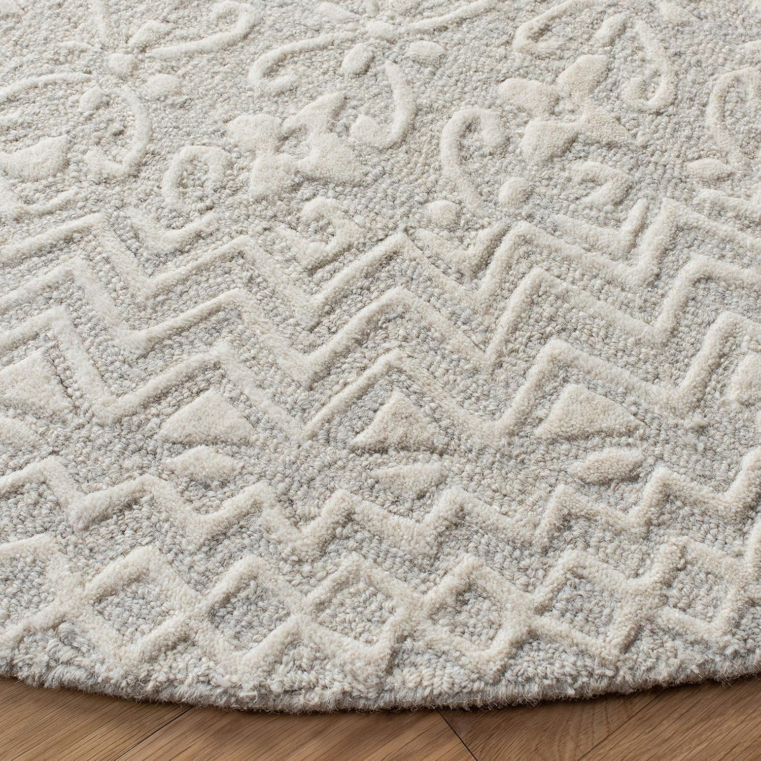 image:imageSAFAVIEH Blossom Collection 8 x 10 GreyIvory BLM114F Handmade Premium Wool Area RugGreyIvory