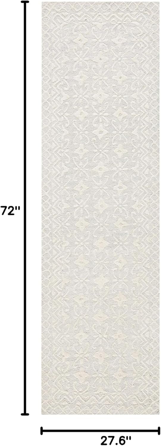 image:imageSAFAVIEH Blossom Collection 8 x 10 GreyIvory BLM114F Handmade Premium Wool Area RugGreyIvory