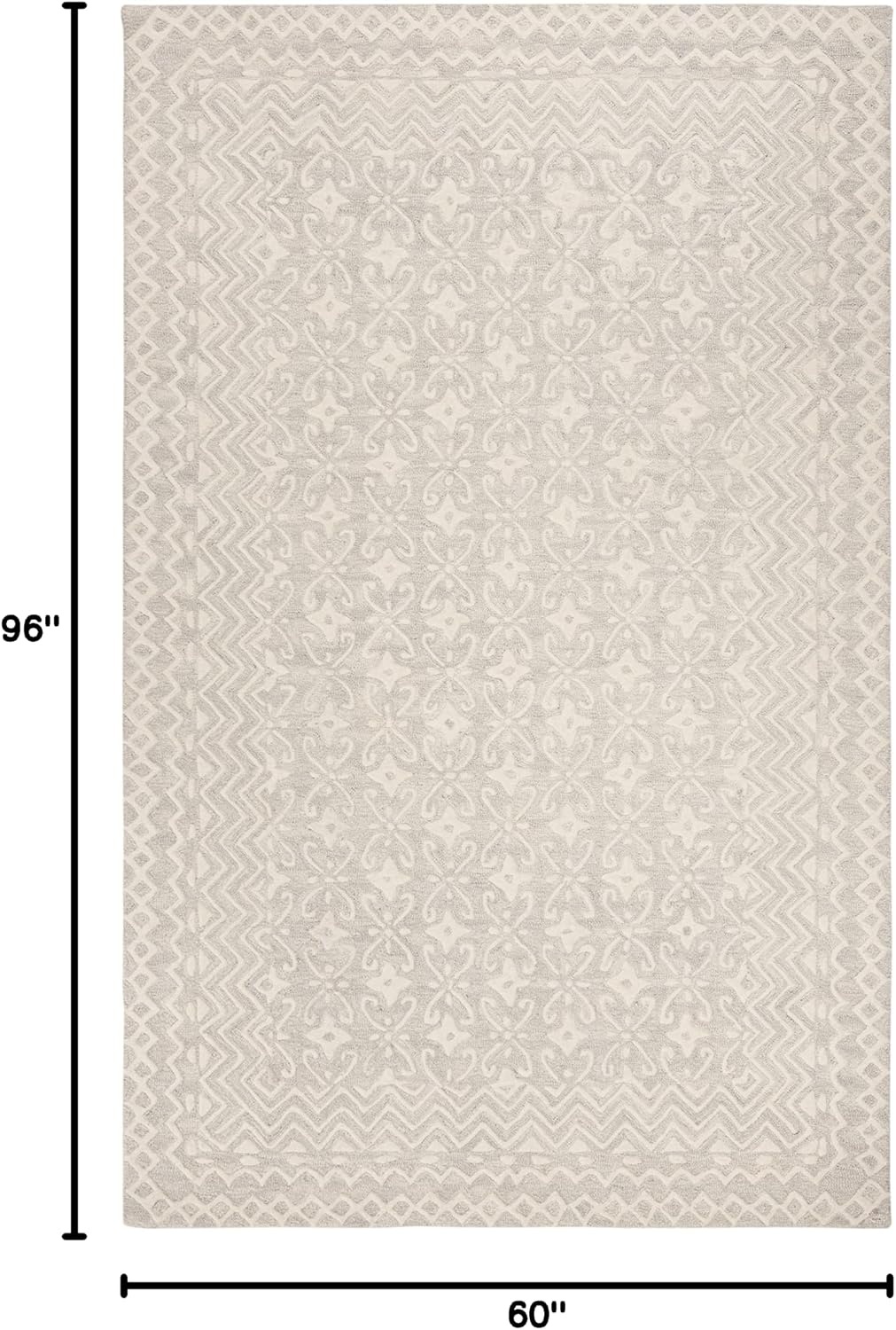 image:imageSAFAVIEH Blossom Collection 8 x 10 GreyIvory BLM114F Handmade Premium Wool Area RugGreyIvory