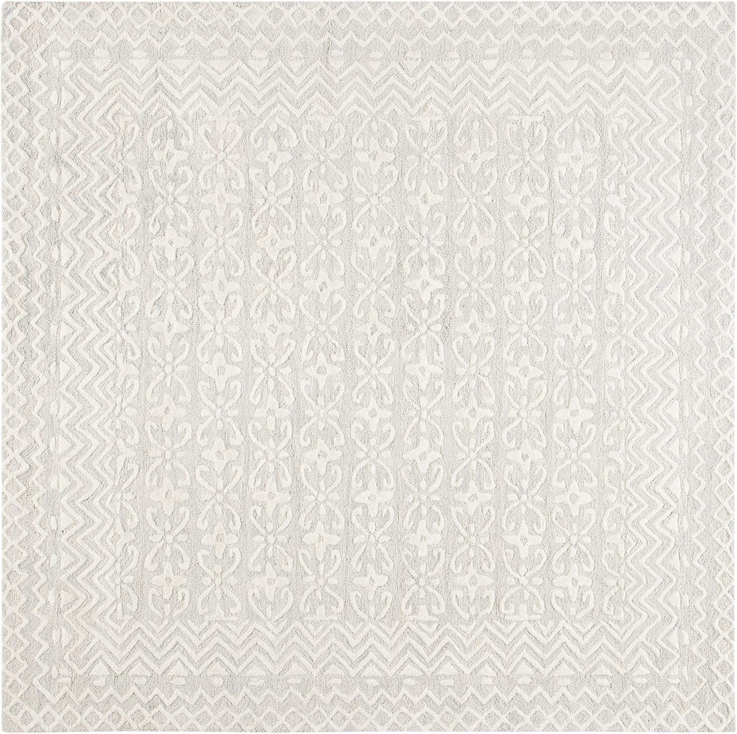 image:imageSAFAVIEH Blossom Collection 8 x 10 GreyIvory BLM114F Handmade Premium Wool Area RugGreyIvory
