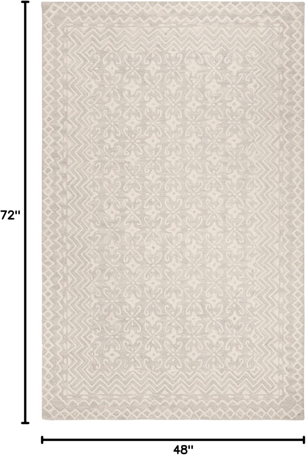 image:imageSAFAVIEH Blossom Collection 8 x 10 GreyIvory BLM114F Handmade Premium Wool Area RugGreyIvory
