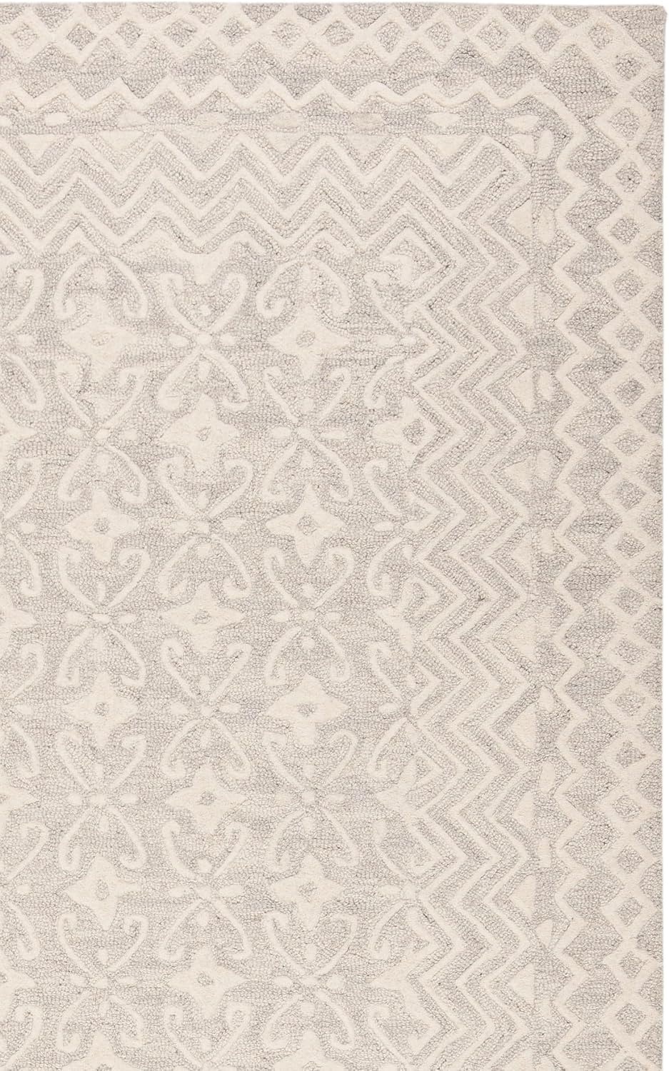 image:imageSAFAVIEH Blossom Collection 8 x 10 GreyIvory BLM114F Handmade Premium Wool Area RugGreyIvory