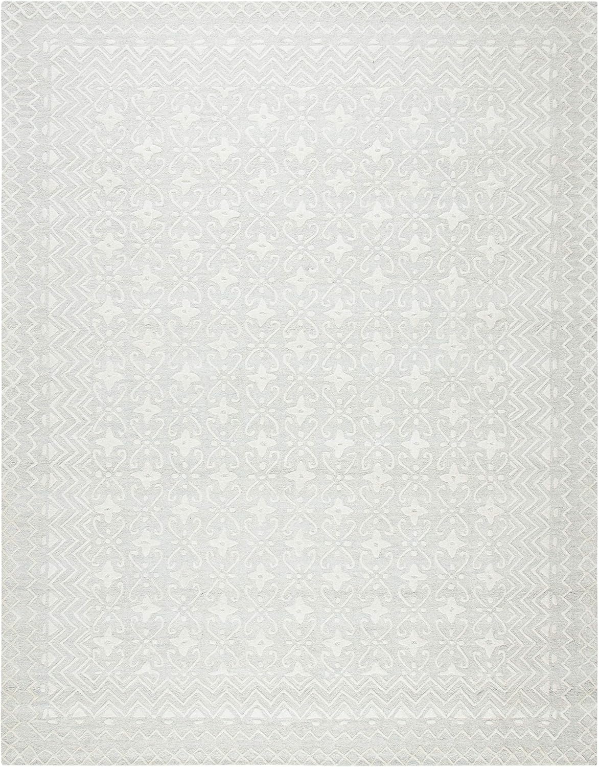 image:imageSAFAVIEH Blossom Collection 8 x 10 GreyIvory BLM114F Handmade Premium Wool Area RugGreyIvory