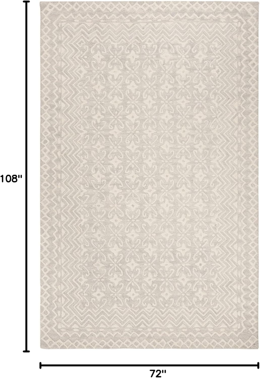 image:imageSAFAVIEH Blossom Collection 8 x 10 GreyIvory BLM114F Handmade Premium Wool Area RugGreyIvory
