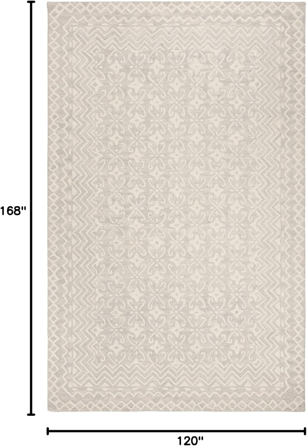 image:imageSAFAVIEH Blossom Collection 8 x 10 GreyIvory BLM114F Handmade Premium Wool Area RugGreyIvory