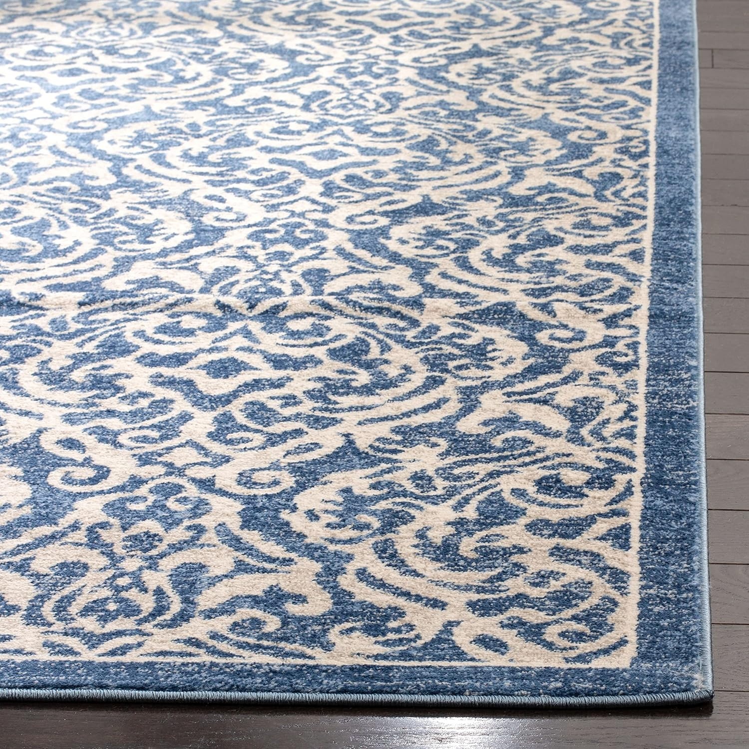 image:imageSAFAVIEH Brentwood Collection 8 x 10 Navy Cream BNT810N Damask NonShedding Living Room Bedroom Dining Home Office Area RugNavyCreme