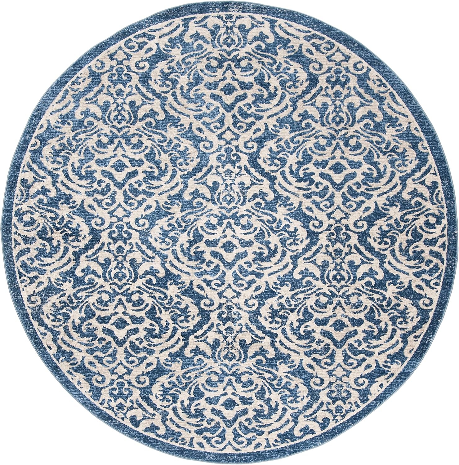 image:imageSAFAVIEH Brentwood Collection 8 x 10 Navy Cream BNT810N Damask NonShedding Living Room Bedroom Dining Home Office Area RugNavyCreme