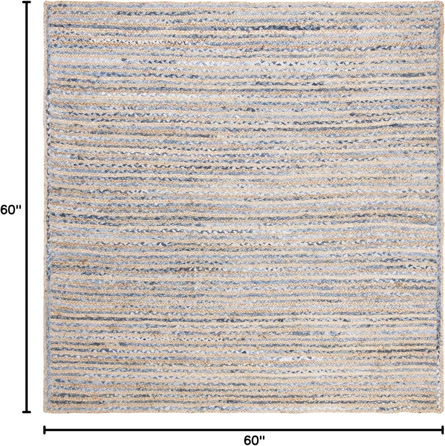 image:imageSAFAVIEH Cape Cod Collection Area Rug 8 x 10 Oval Natural amp Blue Handmade Flat Weave Jute Ideal for High Traffic Areas in Living Room Bedroom CAP250ANaturalBlue