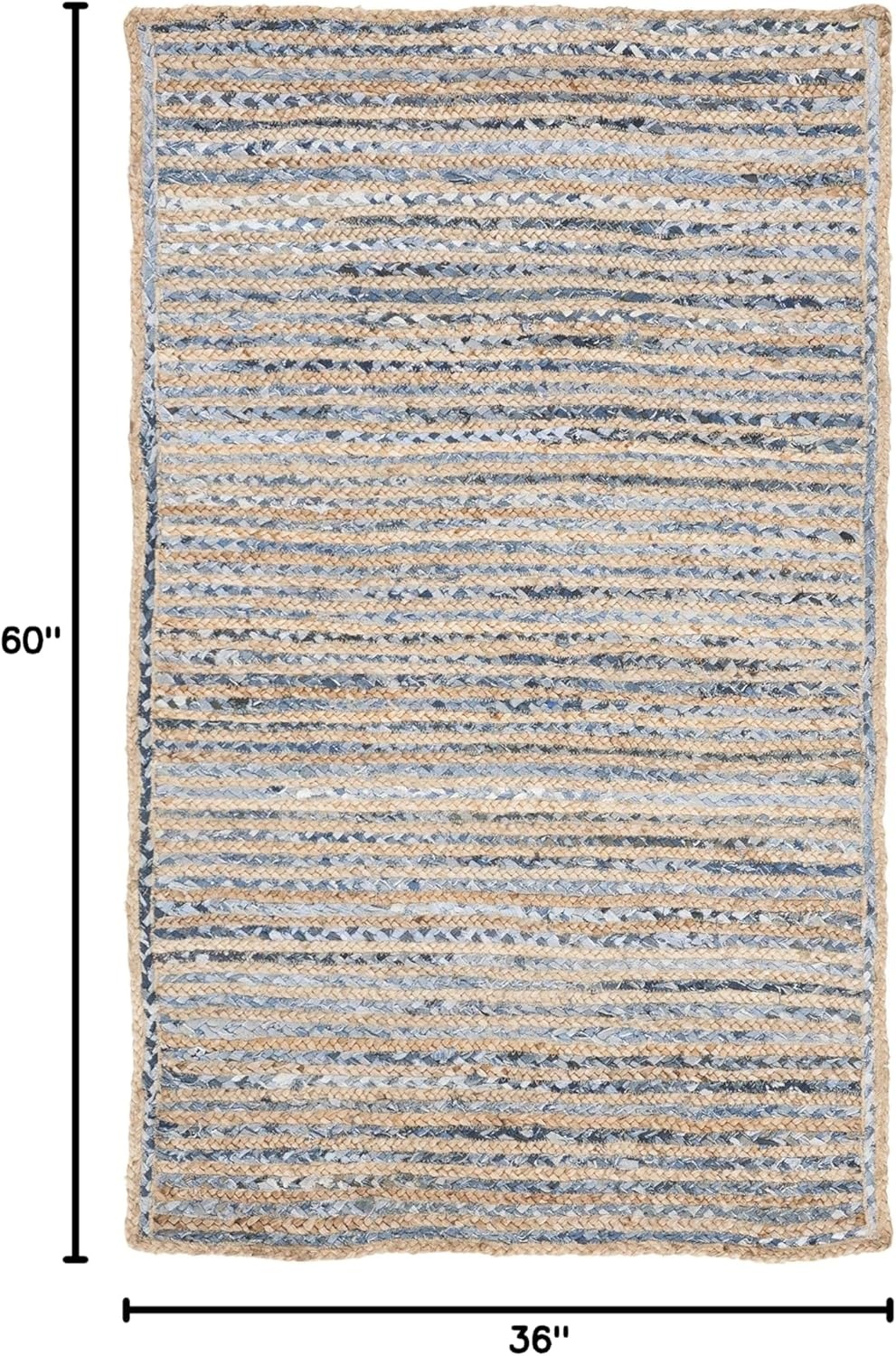 image:imageSAFAVIEH Cape Cod Collection Area Rug 8 x 10 Oval Natural amp Blue Handmade Flat Weave Jute Ideal for High Traffic Areas in Living Room Bedroom CAP250ANaturalBlue
