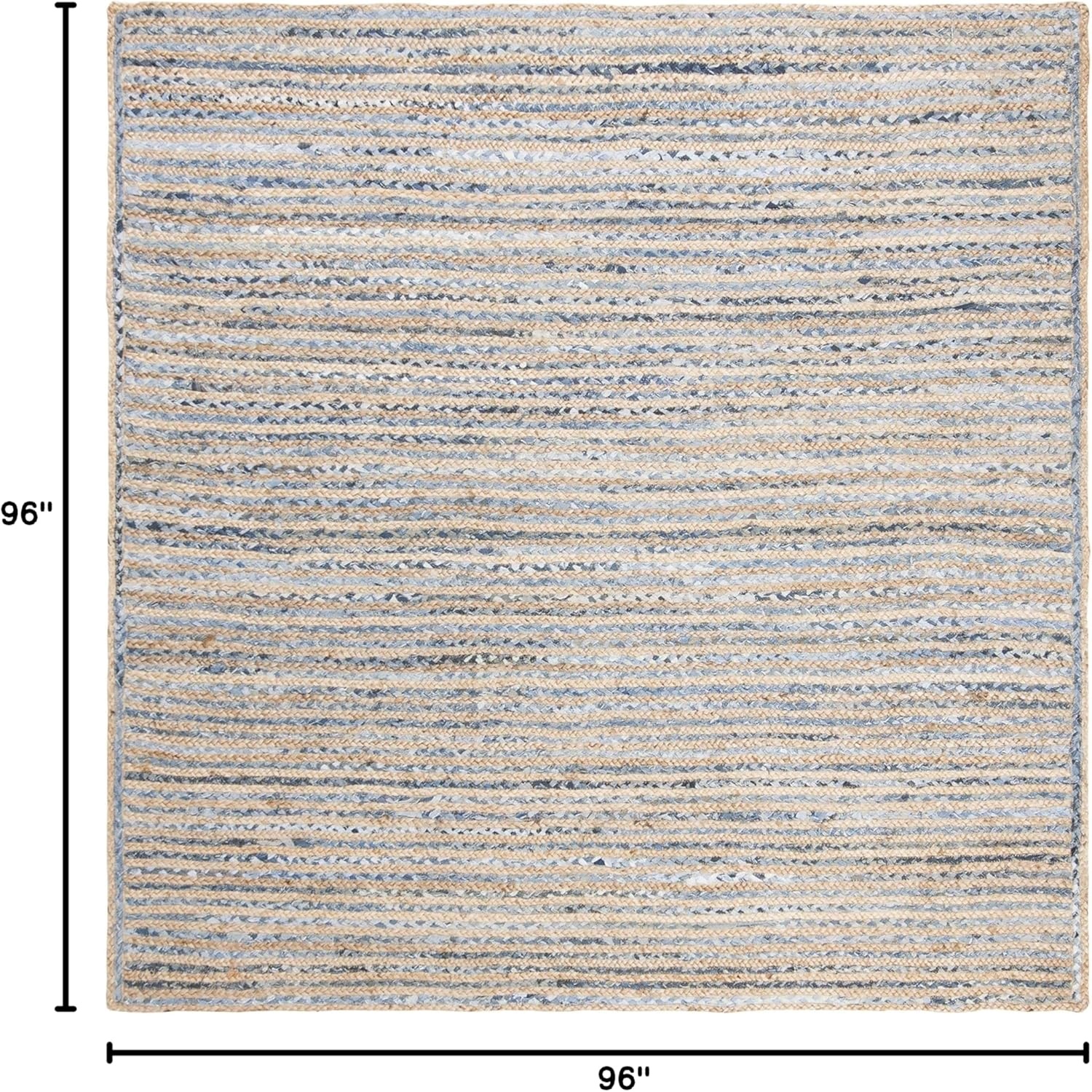 image:imageSAFAVIEH Cape Cod Collection Area Rug 8 x 10 Oval Natural amp Blue Handmade Flat Weave Jute Ideal for High Traffic Areas in Living Room Bedroom CAP250ANaturalBlue