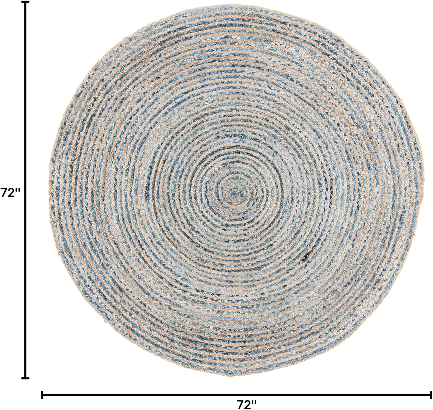 image:imageSAFAVIEH Cape Cod Collection Area Rug 8 x 10 Oval Natural amp Blue Handmade Flat Weave Jute Ideal for High Traffic Areas in Living Room Bedroom CAP250ANaturalBlue