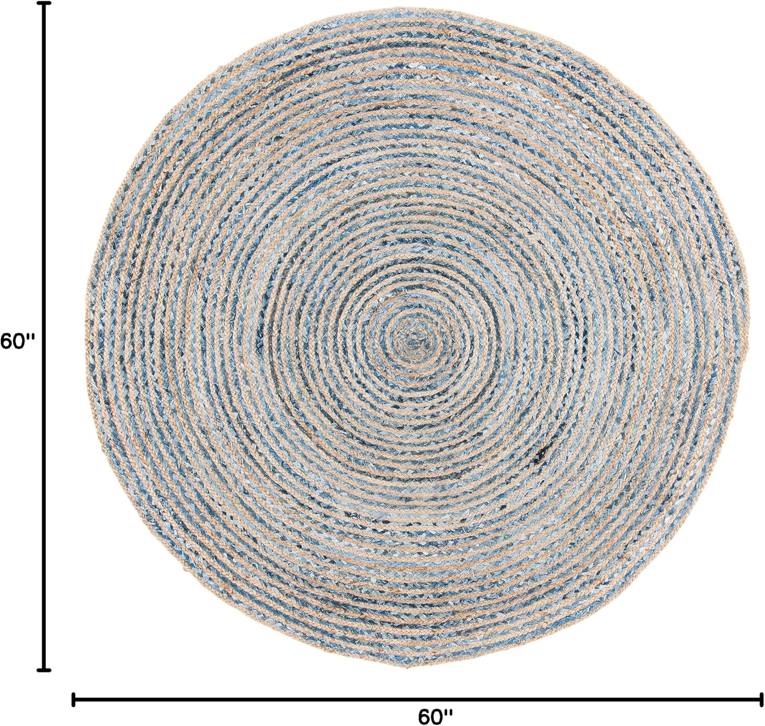 image:imageSAFAVIEH Cape Cod Collection Area Rug 8 x 10 Oval Natural amp Blue Handmade Flat Weave Jute Ideal for High Traffic Areas in Living Room Bedroom CAP250ANaturalBlue