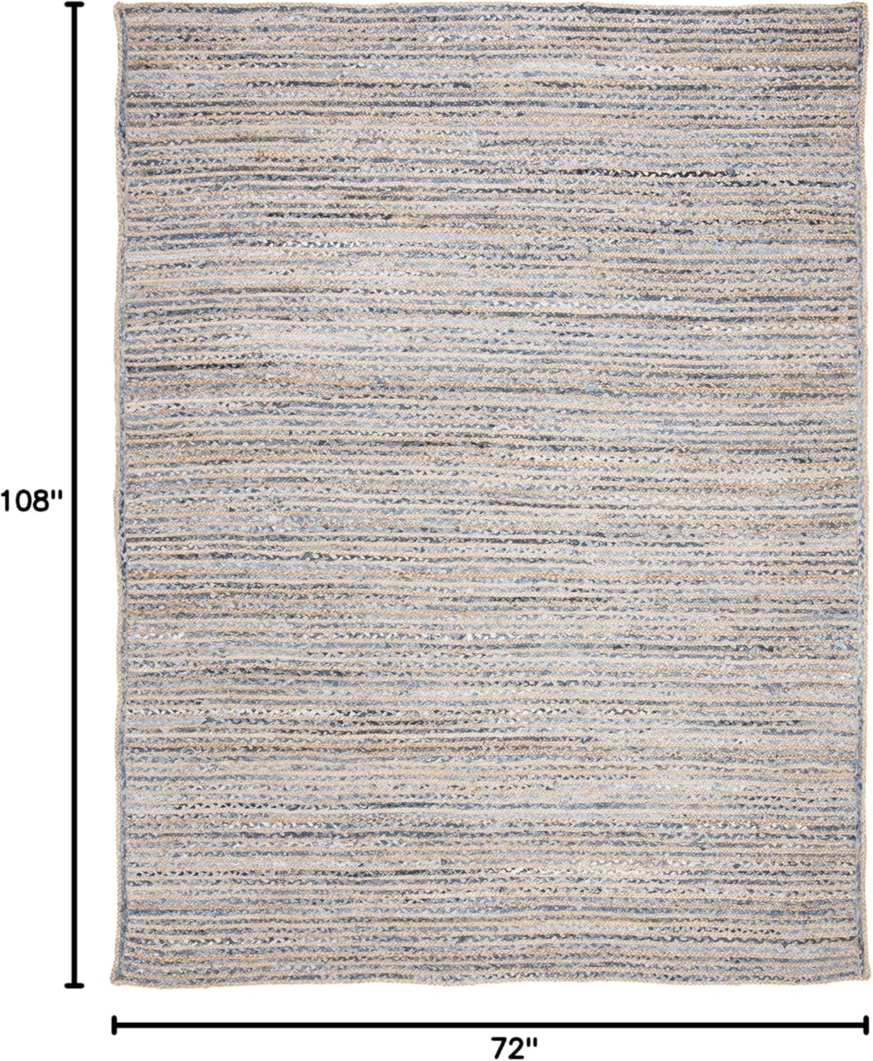 image:imageSAFAVIEH Cape Cod Collection Area Rug 8 x 10 Oval Natural amp Blue Handmade Flat Weave Jute Ideal for High Traffic Areas in Living Room Bedroom CAP250ANaturalBlue