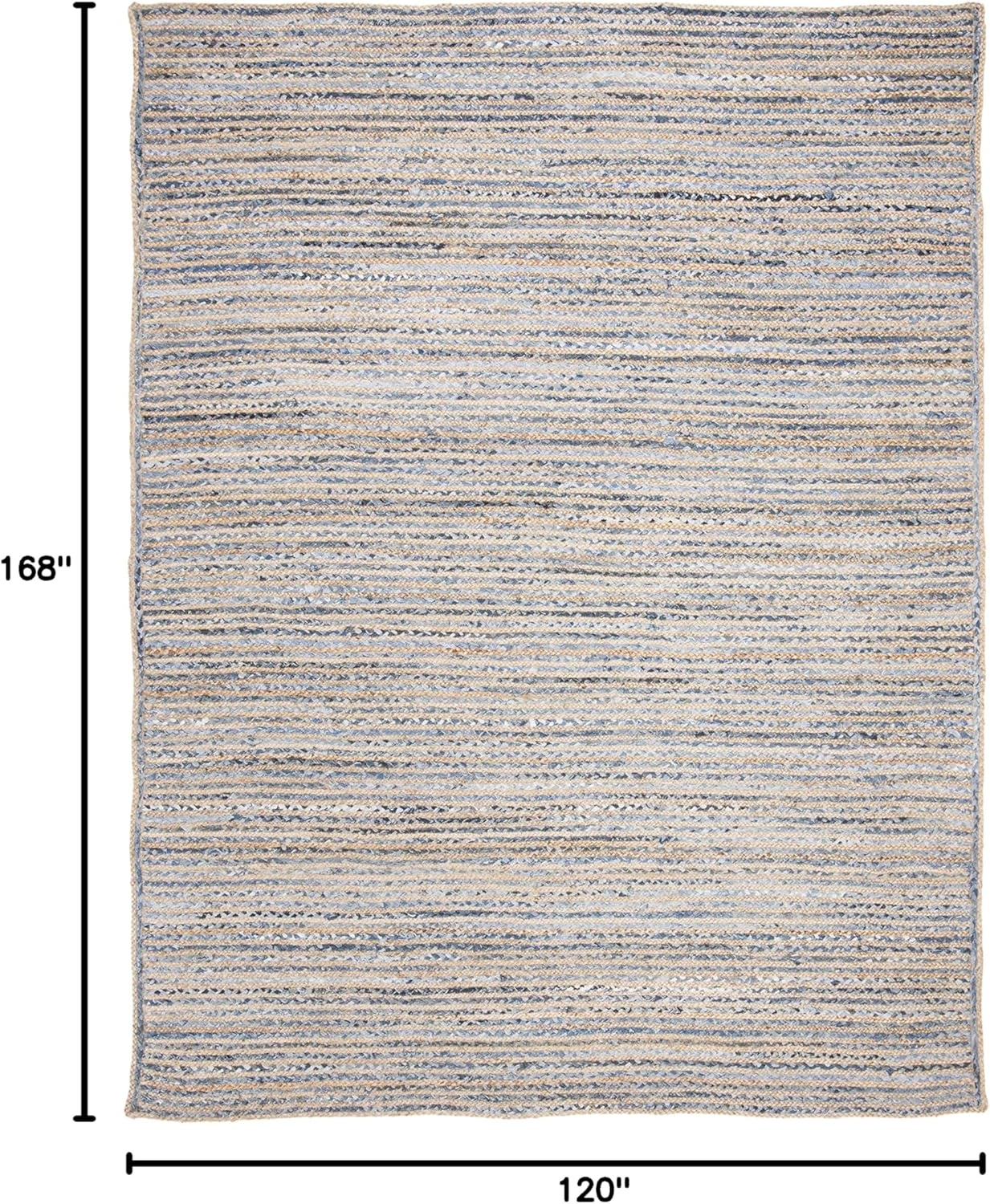 image:imageSAFAVIEH Cape Cod Collection Area Rug 8 x 10 Oval Natural amp Blue Handmade Flat Weave Jute Ideal for High Traffic Areas in Living Room Bedroom CAP250ANaturalBlue