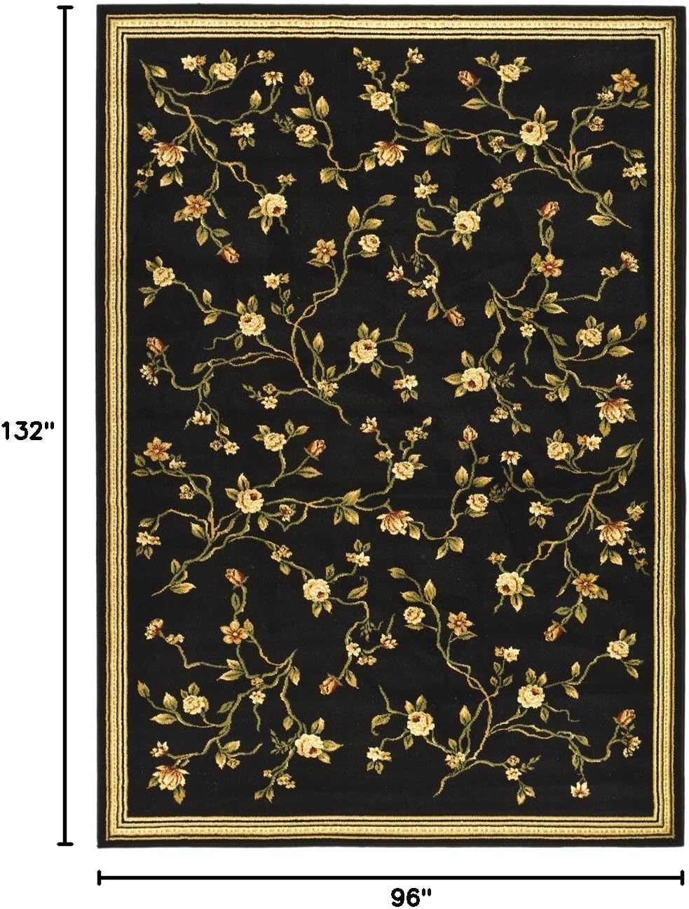 image:imageSAFAVIEH Lyndhurst Collection Area Rug 8 Round Black Traditional Floral Design NonShedding amp Easy Care Ideal for High Traffic Areas in Living Room Bedroom LNH220ABlack