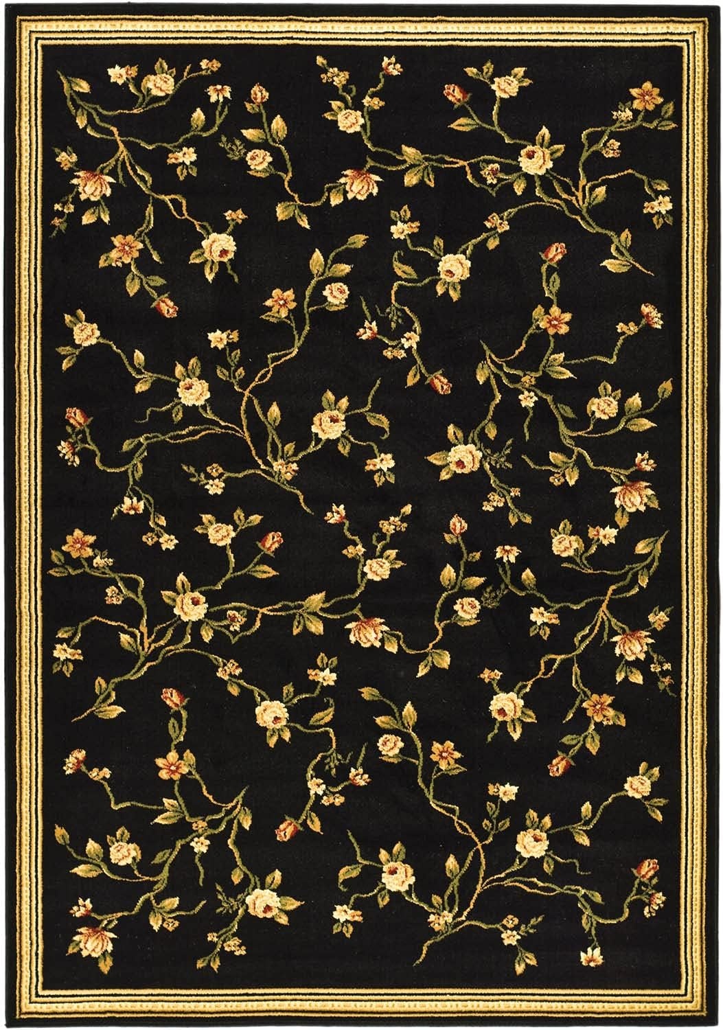 image:imageSAFAVIEH Lyndhurst Collection Area Rug 8 Round Black Traditional Floral Design NonShedding amp Easy Care Ideal for High Traffic Areas in Living Room Bedroom LNH220ABlack