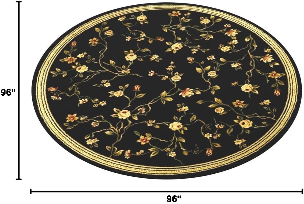 image:imageSAFAVIEH Lyndhurst Collection Area Rug 8 Round Black Traditional Floral Design NonShedding amp Easy Care Ideal for High Traffic Areas in Living Room Bedroom LNH220ABlack
