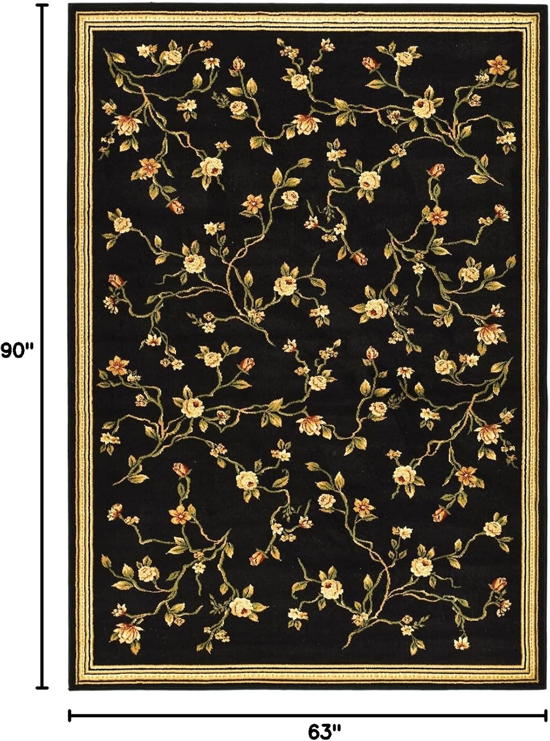 image:imageSAFAVIEH Lyndhurst Collection Area Rug 8 Round Black Traditional Floral Design NonShedding amp Easy Care Ideal for High Traffic Areas in Living Room Bedroom LNH220ABlack