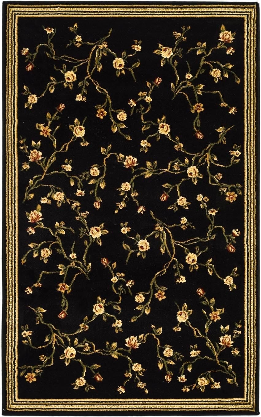 image:imageSAFAVIEH Lyndhurst Collection Area Rug 8 Round Black Traditional Floral Design NonShedding amp Easy Care Ideal for High Traffic Areas in Living Room Bedroom LNH220ABlack