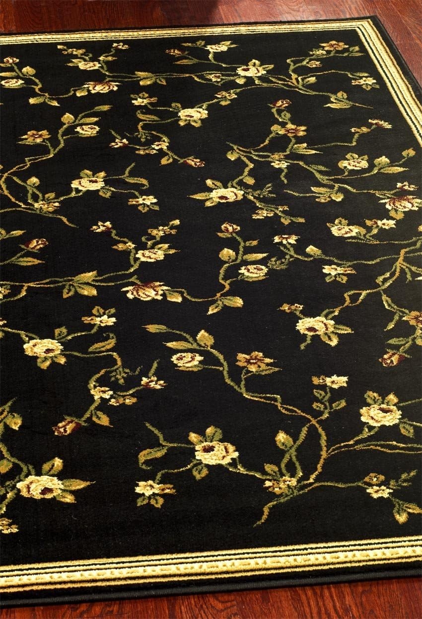 image:imageSAFAVIEH Lyndhurst Collection Area Rug 8 Round Black Traditional Floral Design NonShedding amp Easy Care Ideal for High Traffic Areas in Living Room Bedroom LNH220ABlack