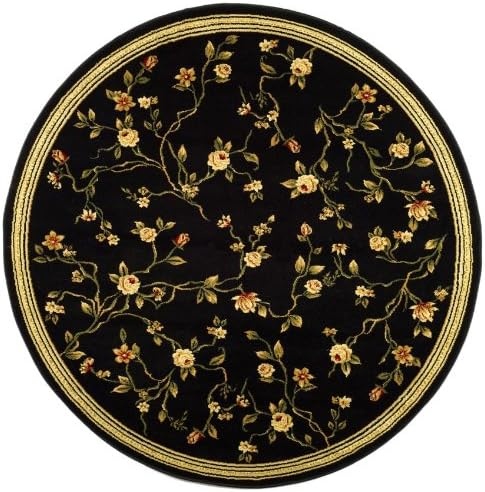 image:imageSAFAVIEH Lyndhurst Collection Area Rug 8 Round Black Traditional Floral Design NonShedding amp Easy Care Ideal for High Traffic Areas in Living Room Bedroom LNH220ABlack