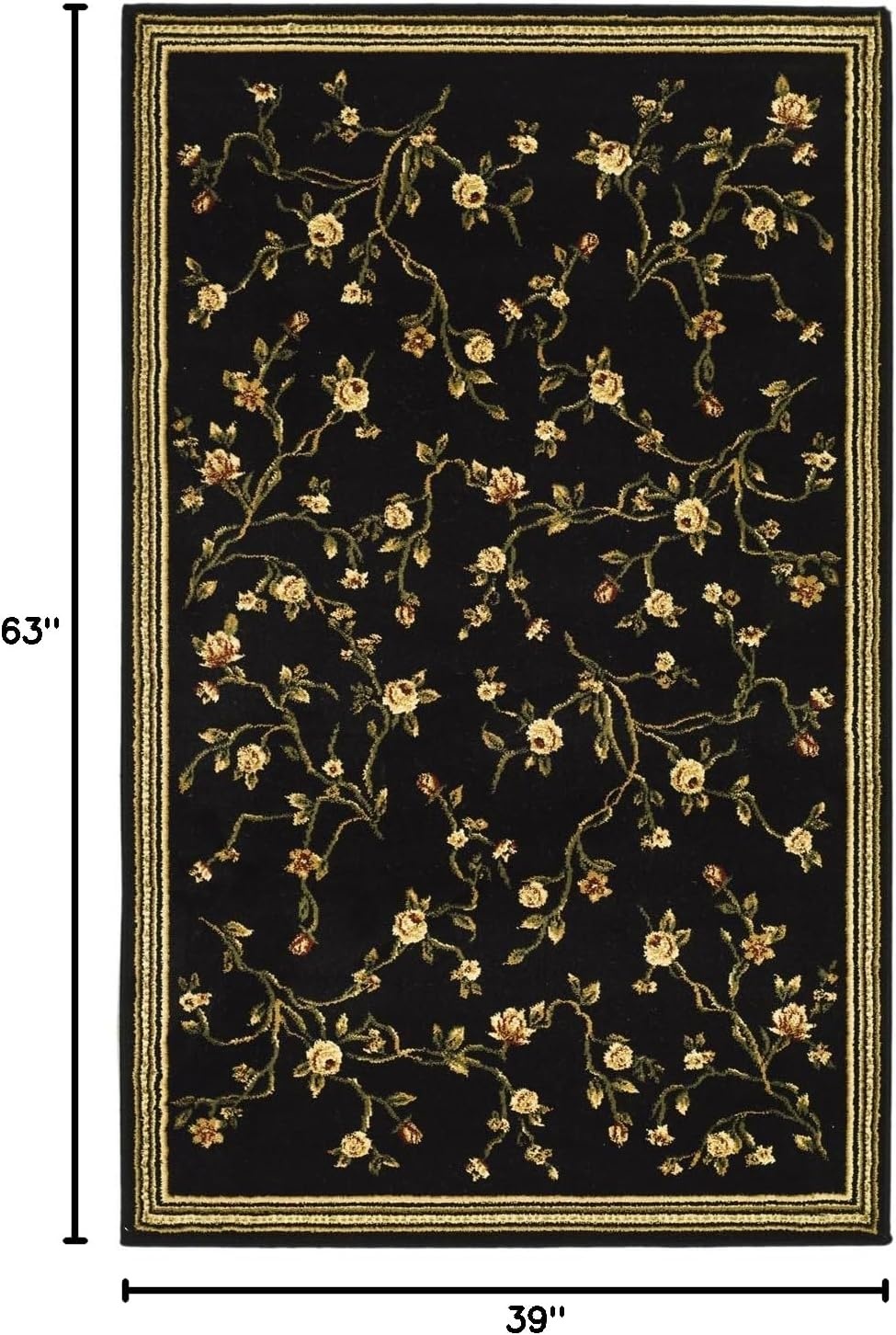 image:imageSAFAVIEH Lyndhurst Collection Area Rug 8 Round Black Traditional Floral Design NonShedding amp Easy Care Ideal for High Traffic Areas in Living Room Bedroom LNH220ABlack