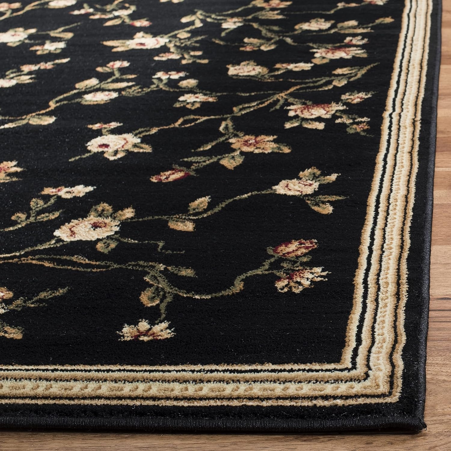 image:imageSAFAVIEH Lyndhurst Collection Area Rug 8 Round Black Traditional Floral Design NonShedding amp Easy Care Ideal for High Traffic Areas in Living Room Bedroom LNH220ABlack