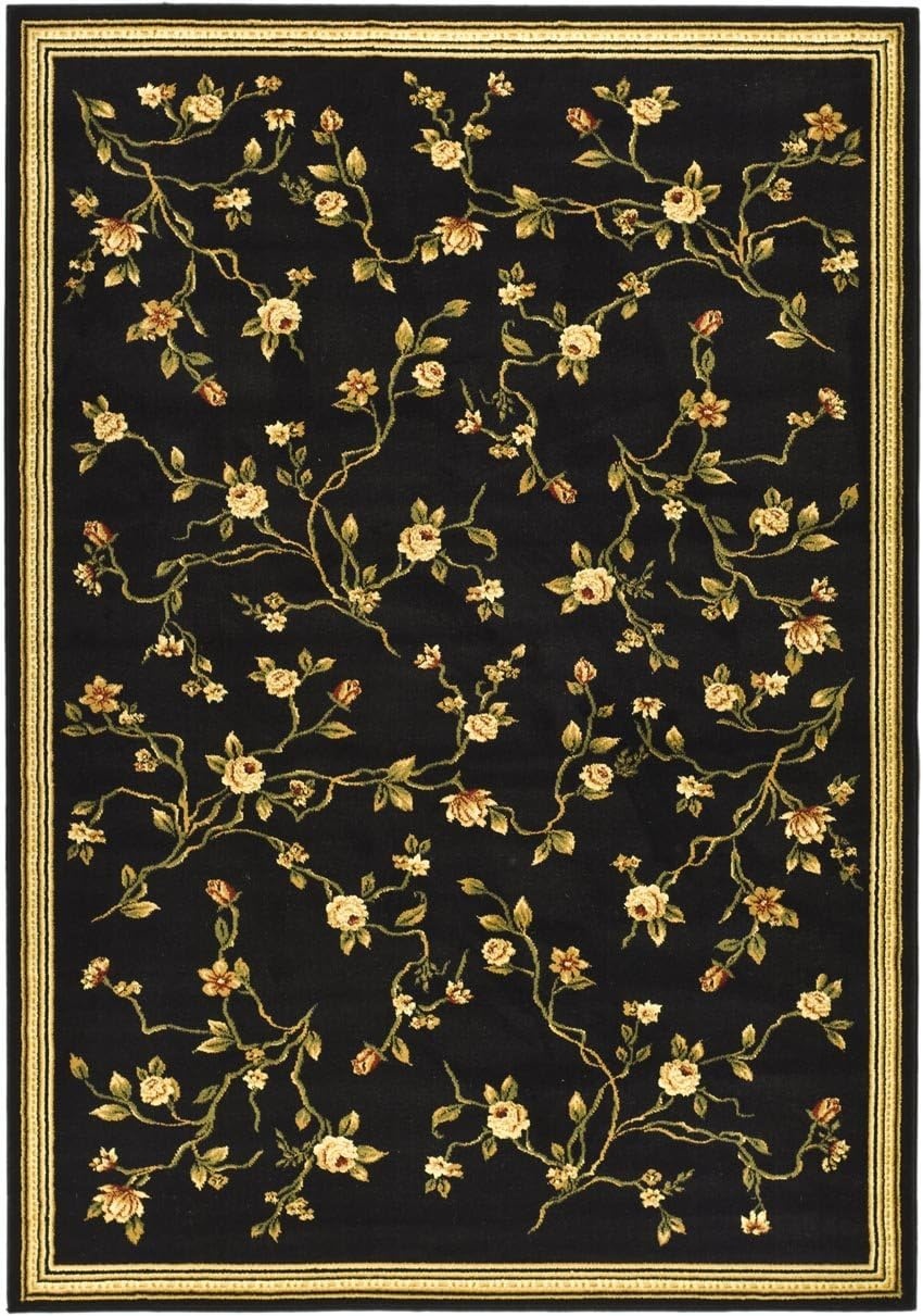 image:imageSAFAVIEH Lyndhurst Collection Area Rug 8 Round Black Traditional Floral Design NonShedding amp Easy Care Ideal for High Traffic Areas in Living Room Bedroom LNH220ABlack