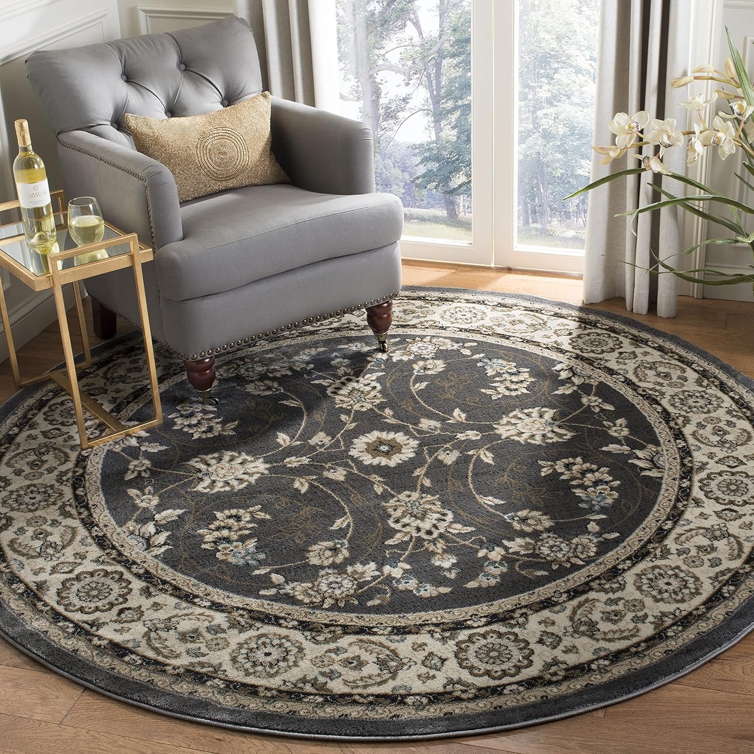 image:imageSAFAVIEH Lyndhurst Collection Area Rug 8 x 10 Anthracite amp Cream Traditional Oriental Design NonShedding amp Easy Care Ideal for High Traffic Areas in Living Room Bedroom LNH340DGreyCream