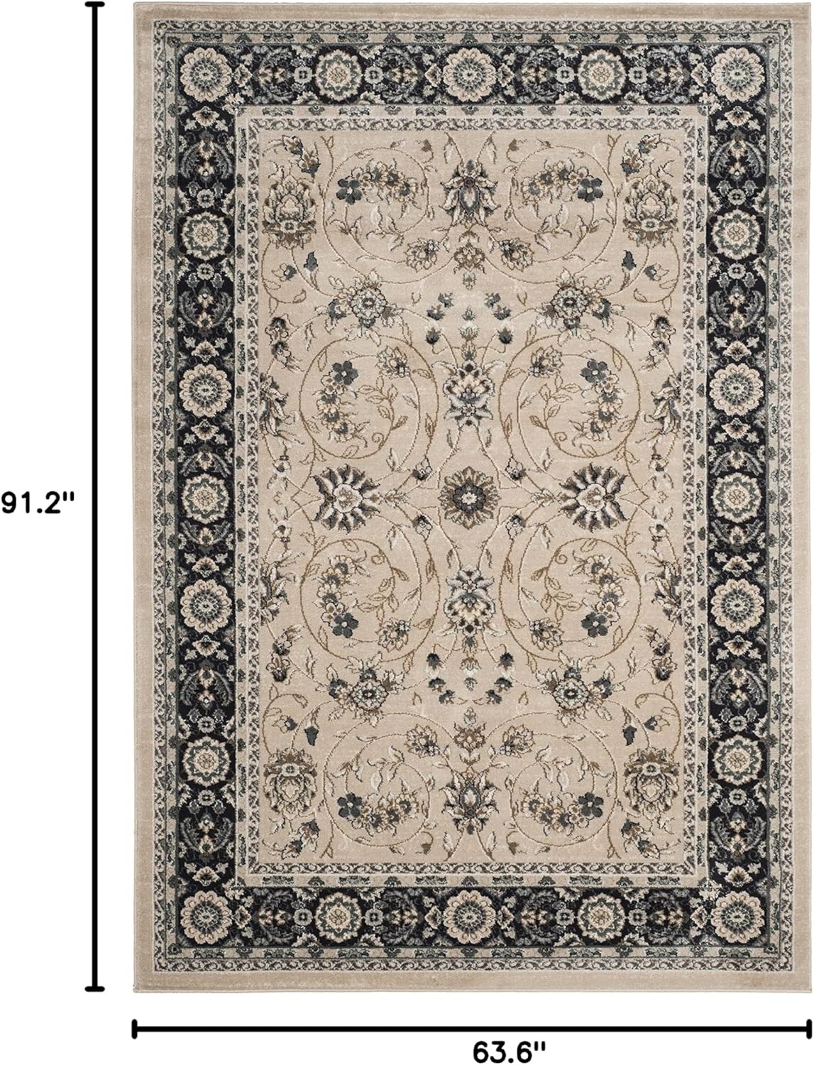 image:imageSAFAVIEH Lyndhurst Collection Area Rug 8 x 10 Anthracite amp Cream Traditional Oriental Design NonShedding amp Easy Care Ideal for High Traffic Areas in Living Room Bedroom LNH340DLight BeigeAnthracite