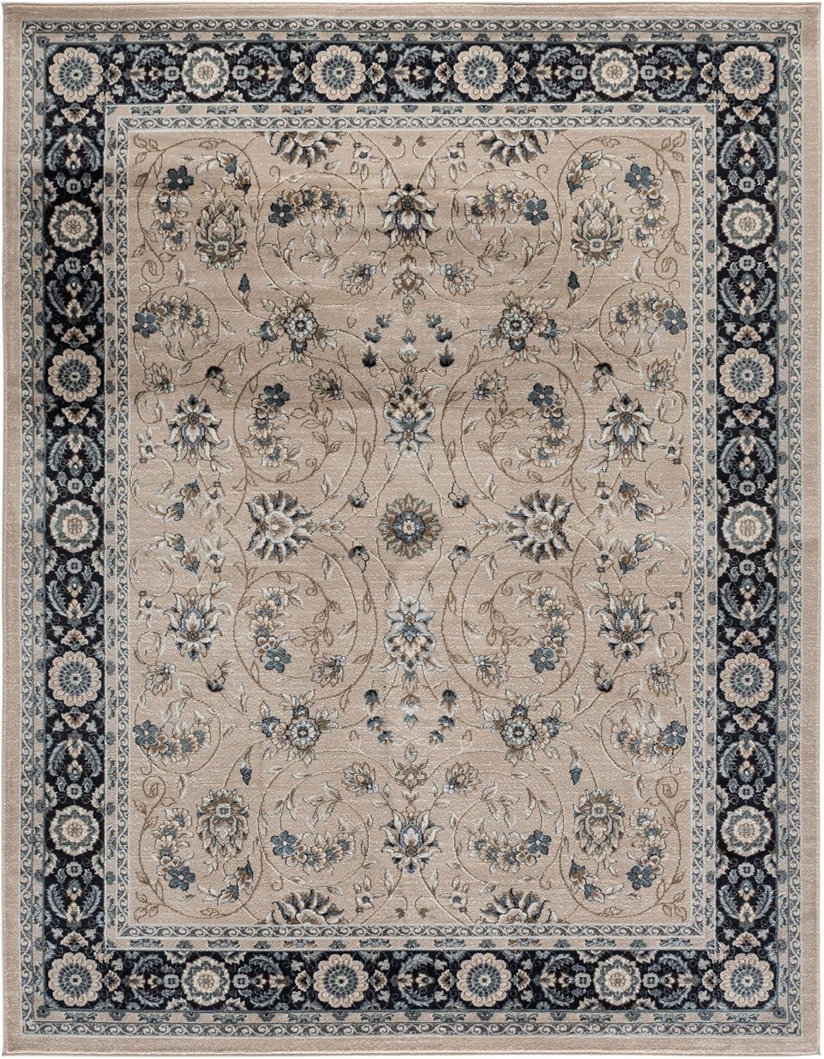 image:imageSAFAVIEH Lyndhurst Collection Area Rug 8 x 10 Anthracite amp Cream Traditional Oriental Design NonShedding amp Easy Care Ideal for High Traffic Areas in Living Room Bedroom LNH340DLight BeigeAnthracite