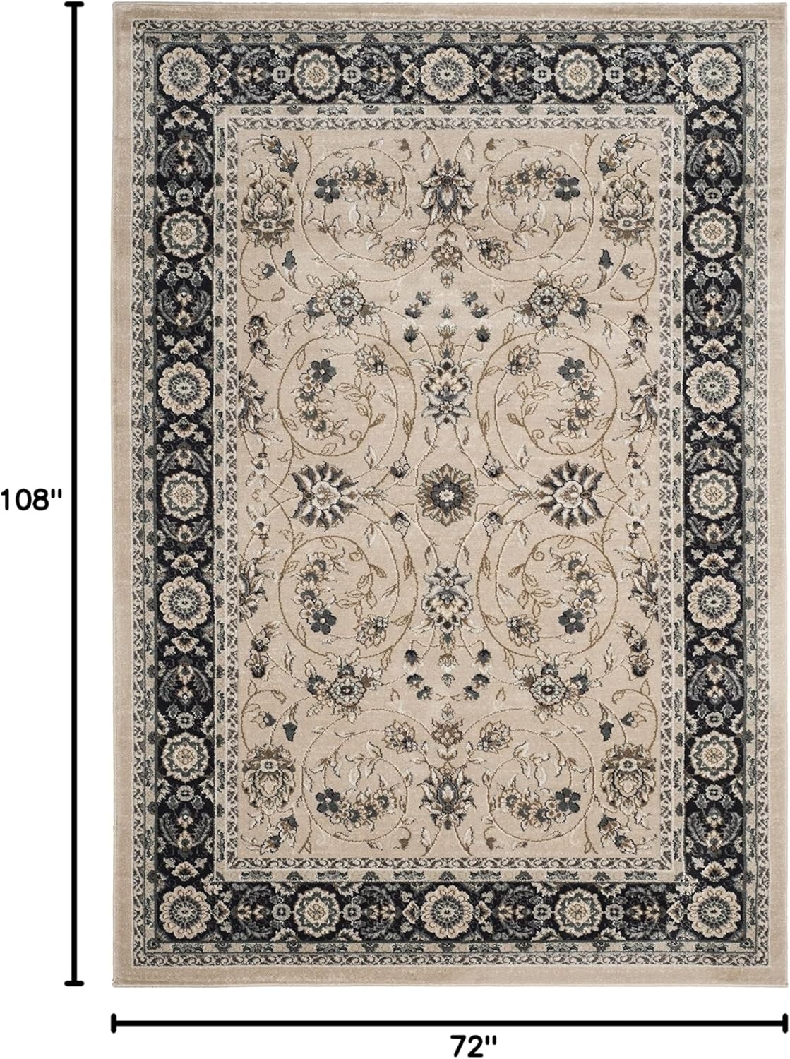 image:imageSAFAVIEH Lyndhurst Collection Area Rug 8 x 10 Anthracite amp Cream Traditional Oriental Design NonShedding amp Easy Care Ideal for High Traffic Areas in Living Room Bedroom LNH340DLight BeigeAnthracite