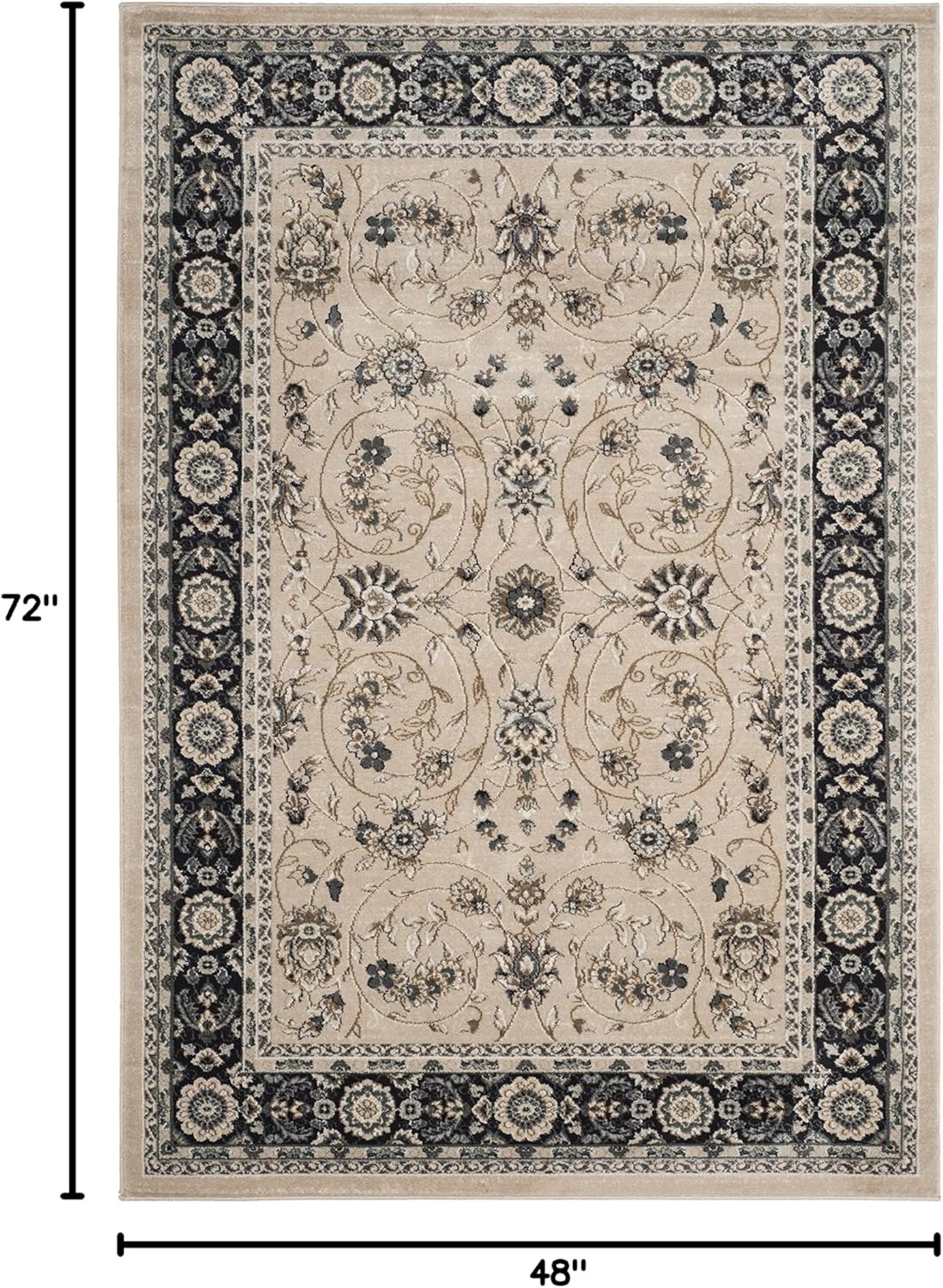 image:imageSAFAVIEH Lyndhurst Collection Area Rug 8 x 10 Anthracite amp Cream Traditional Oriental Design NonShedding amp Easy Care Ideal for High Traffic Areas in Living Room Bedroom LNH340DLight BeigeAnthracite