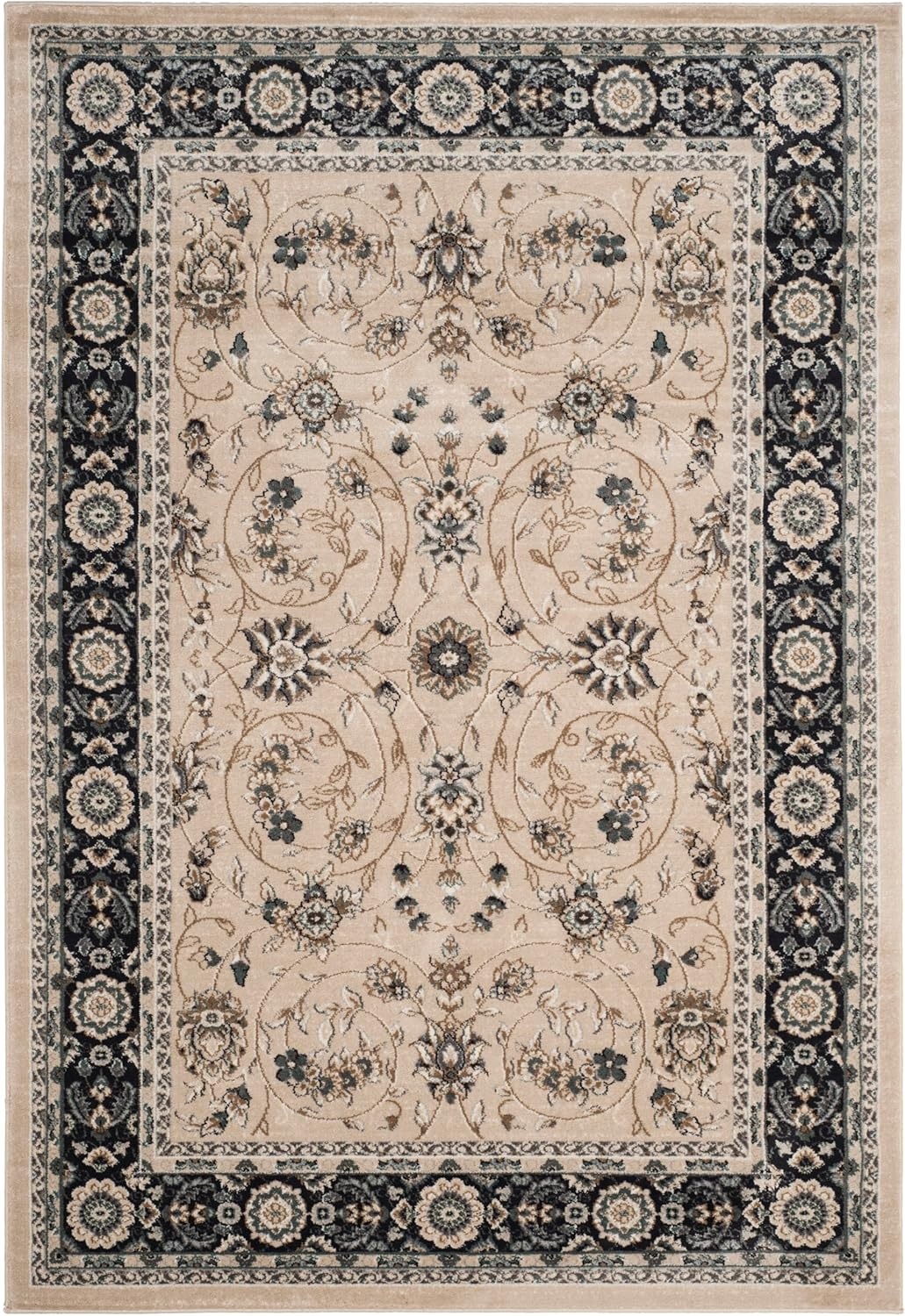 image:imageSAFAVIEH Lyndhurst Collection Area Rug 8 x 10 Anthracite amp Cream Traditional Oriental Design NonShedding amp Easy Care Ideal for High Traffic Areas in Living Room Bedroom LNH340DLight BeigeAnthracite