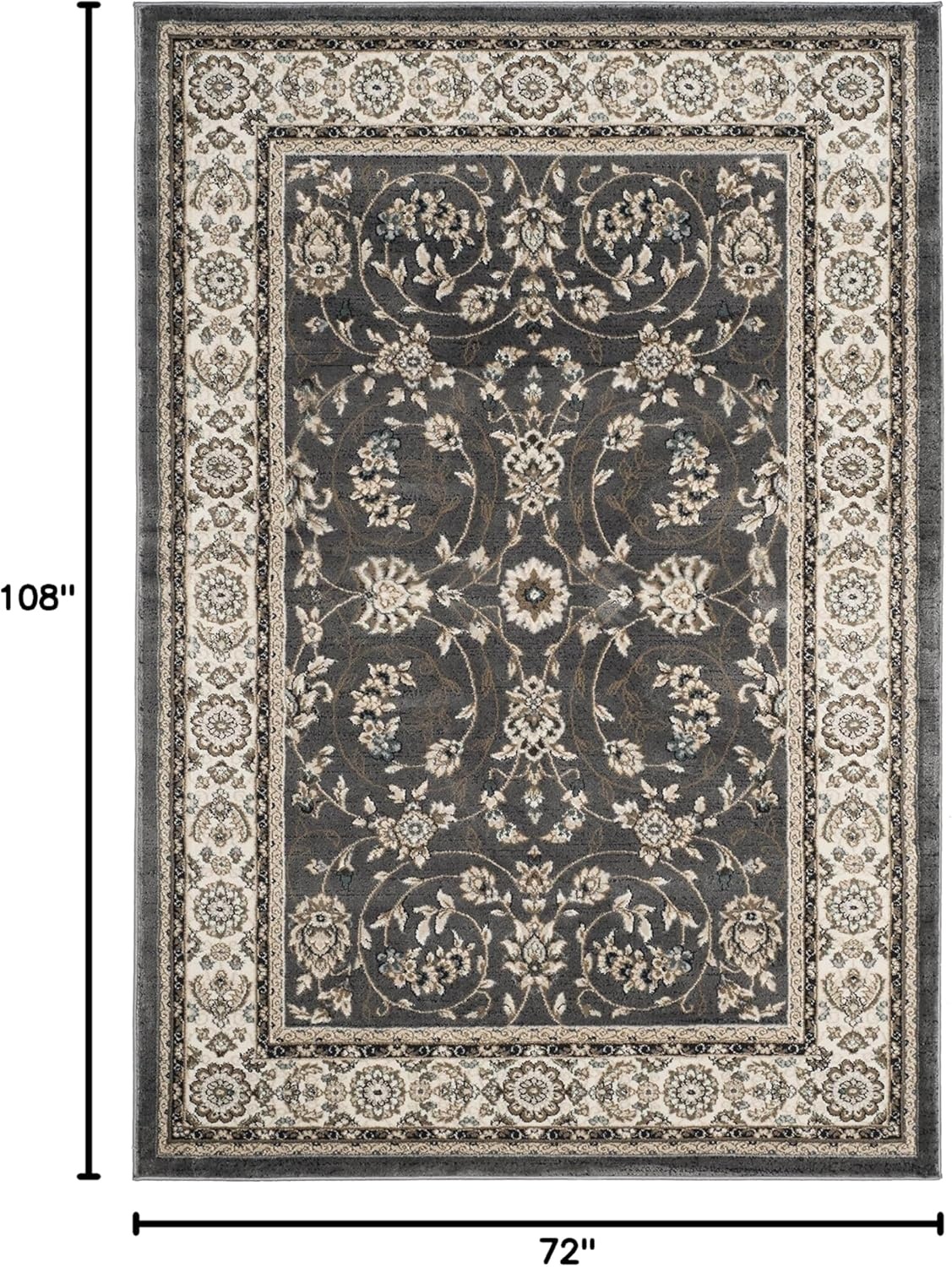 image:imageSAFAVIEH Lyndhurst Collection Area Rug 8 x 10 Anthracite amp Cream Traditional Oriental Design NonShedding amp Easy Care Ideal for High Traffic Areas in Living Room Bedroom LNH340DGreyCream
