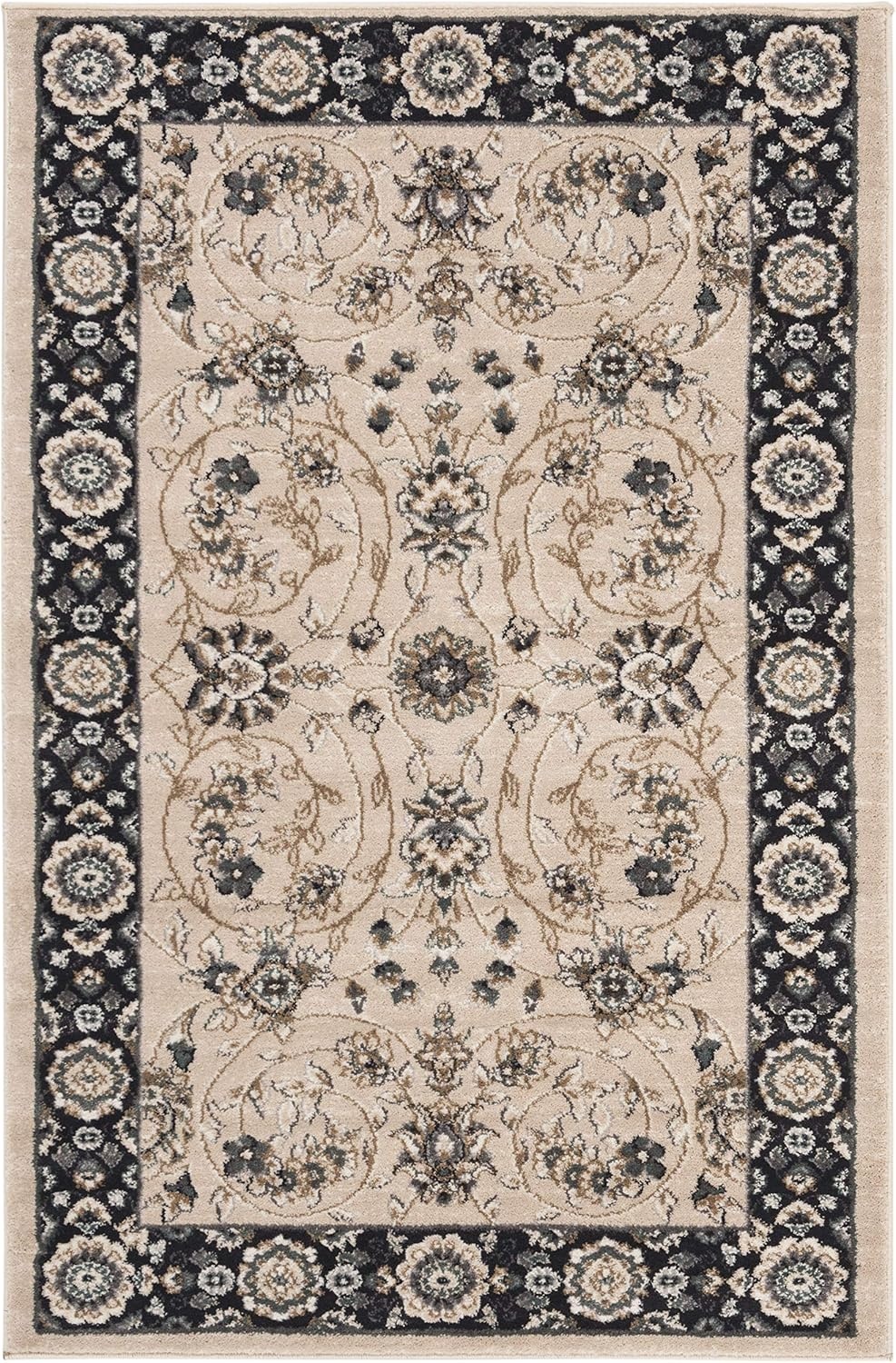 image:imageSAFAVIEH Lyndhurst Collection Area Rug 8 x 10 Anthracite amp Cream Traditional Oriental Design NonShedding amp Easy Care Ideal for High Traffic Areas in Living Room Bedroom LNH340DLight BeigeAnthracite