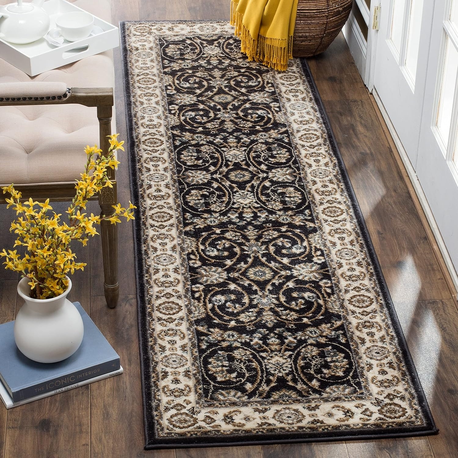 image:imageSAFAVIEH Lyndhurst Collection Area Rug 8 x 10 Anthracite amp Cream Traditional Oriental Design NonShedding amp Easy Care Ideal for High Traffic Areas in Living Room Bedroom LNH340DLight BeigeAnthracite