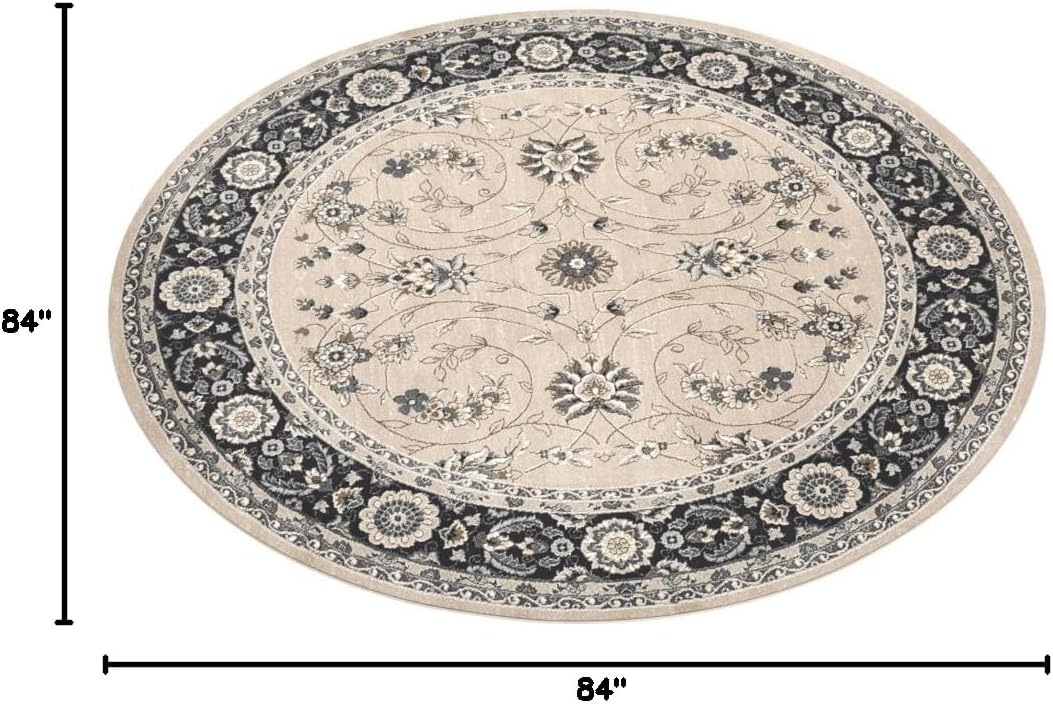image:imageSAFAVIEH Lyndhurst Collection Area Rug 8 x 10 Anthracite amp Cream Traditional Oriental Design NonShedding amp Easy Care Ideal for High Traffic Areas in Living Room Bedroom LNH340DLight BeigeAnthracite