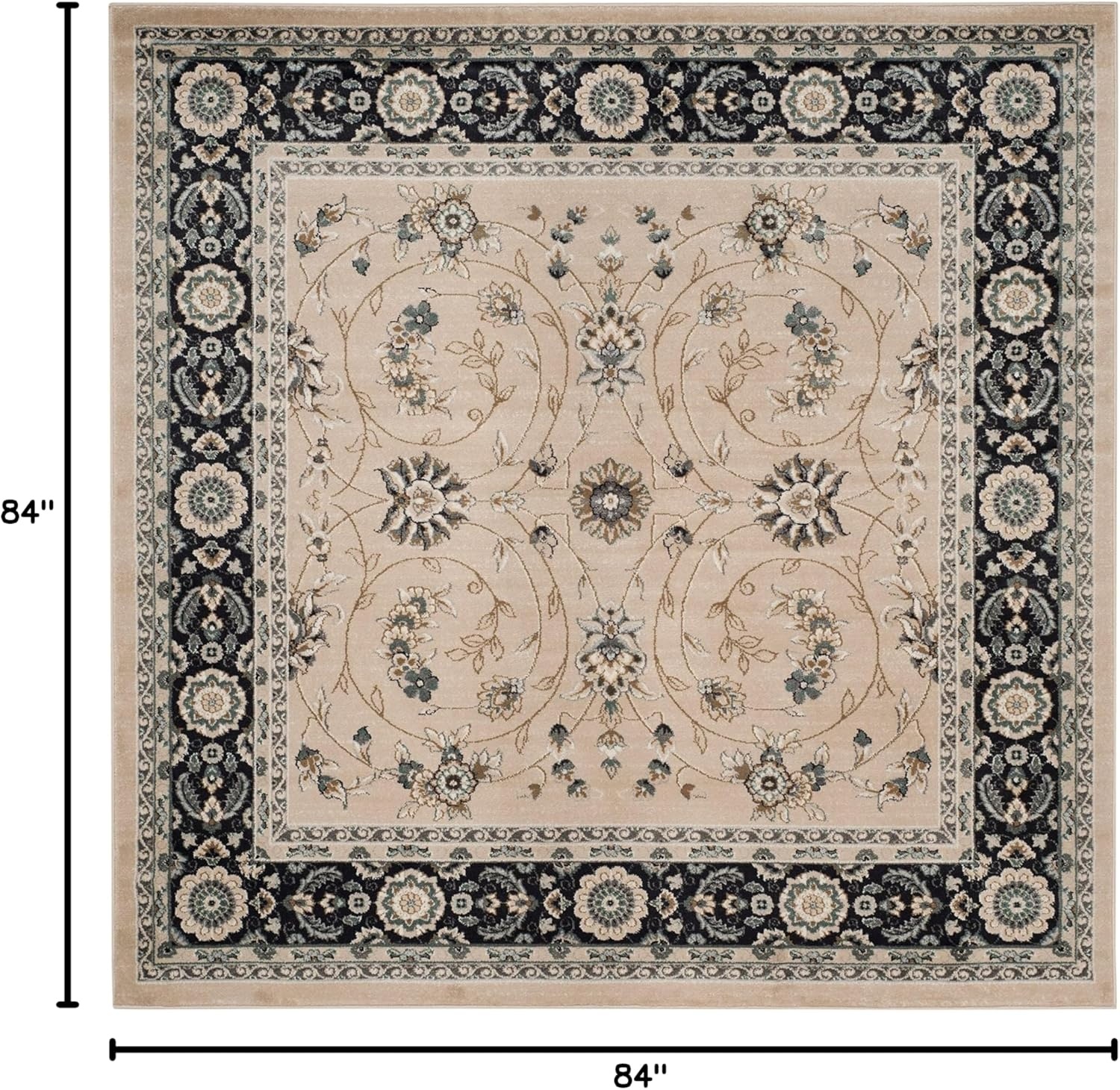 image:imageSAFAVIEH Lyndhurst Collection Area Rug 8 x 10 Anthracite amp Cream Traditional Oriental Design NonShedding amp Easy Care Ideal for High Traffic Areas in Living Room Bedroom LNH340DLight BeigeAnthracite